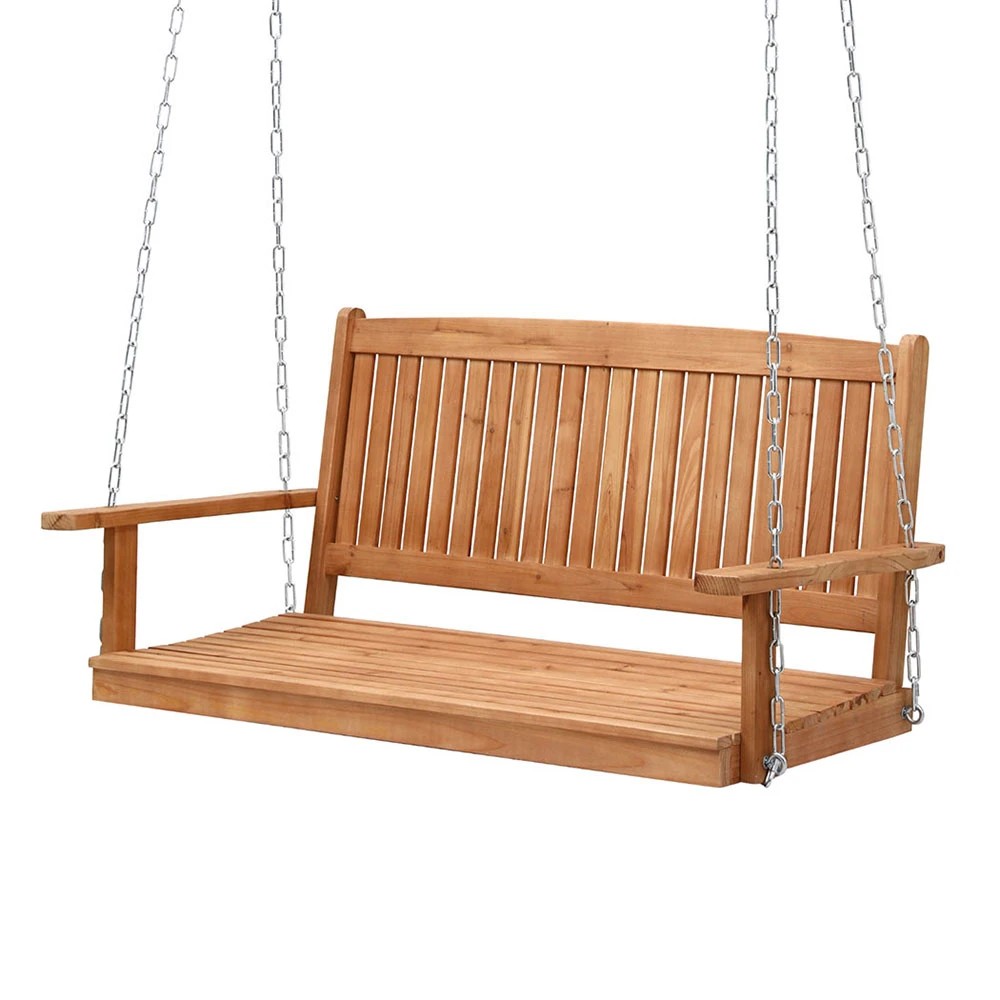 1 Gardeon Porch Swing Chair With Chain Outdoor Furniture Wooden Bench 2 - Natural, 1 of 5