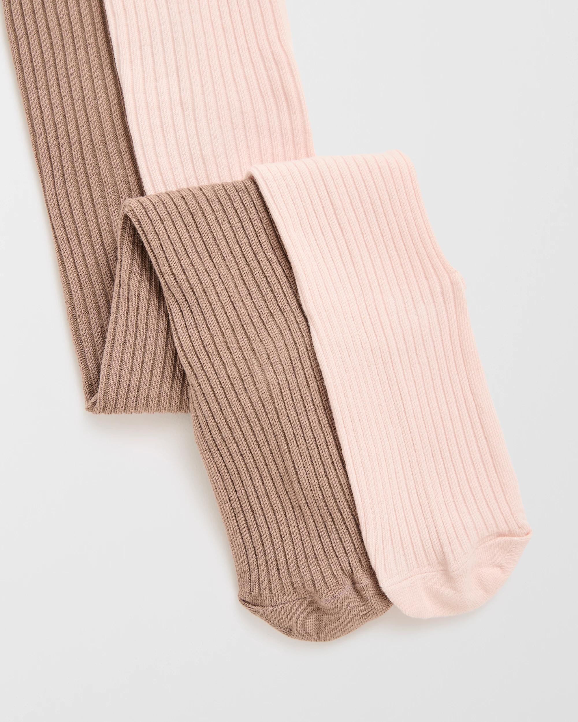 2 Maxx Australian Cotton Blend 2 Pack Girls Casual Rib Tights ETHEREA, 2 of 3
