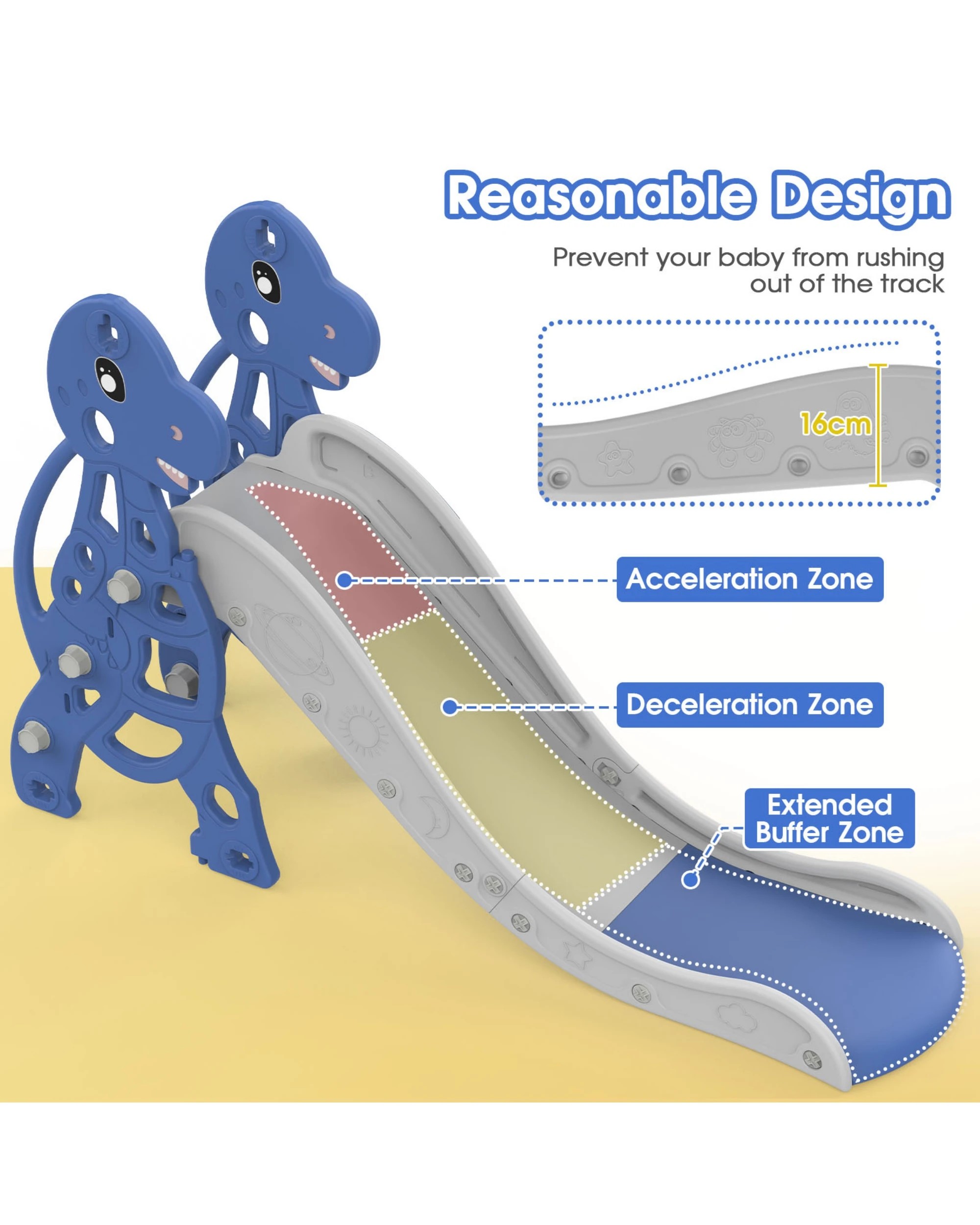 8 Advwin 4-in-1 Kids Slide Swing Set with Basketball Hoop Blue, 8 of 8