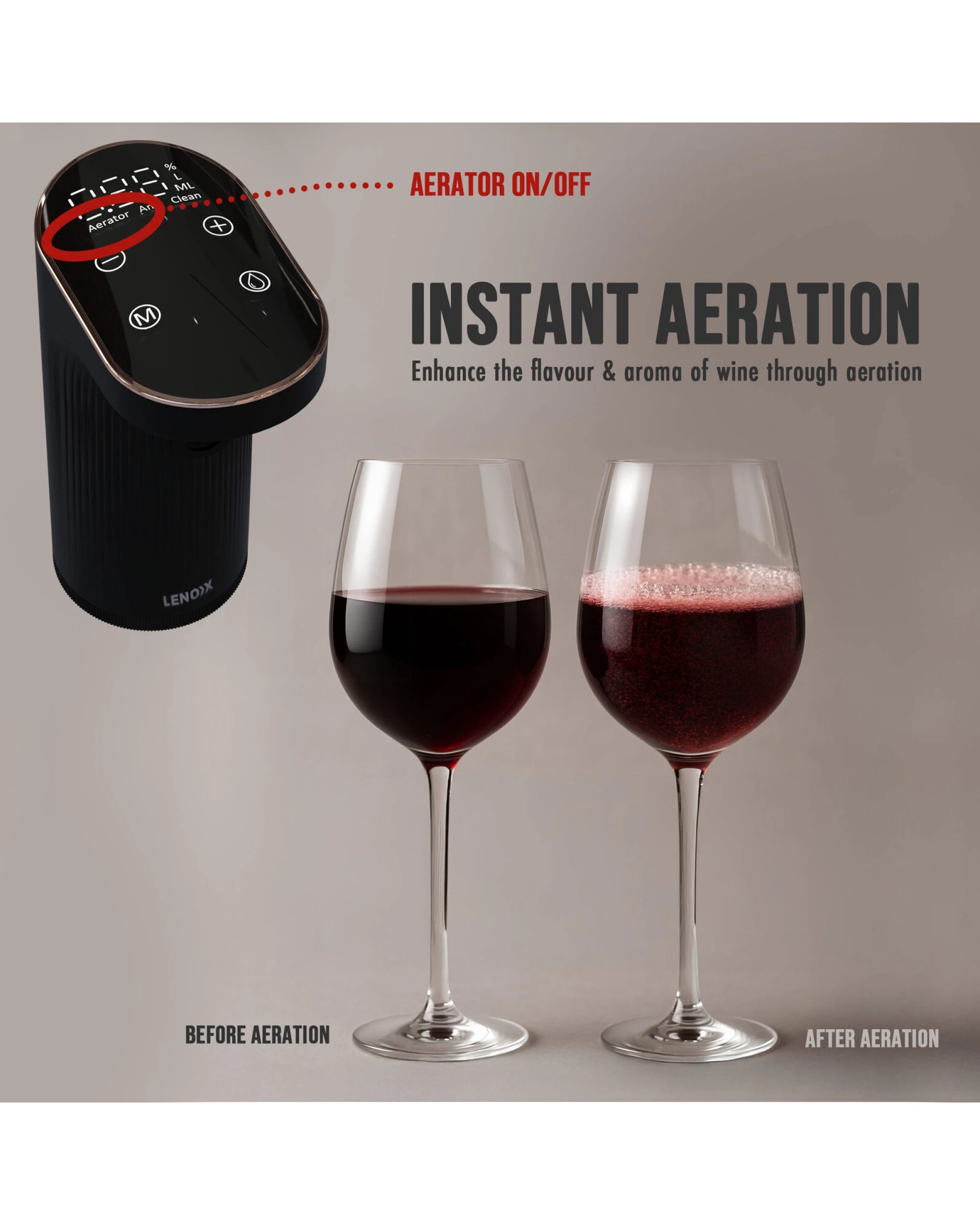 4 Lenoxx Instant Wine Aerator & Dispenser with Adjustable Bottle Fit, 4 of 7