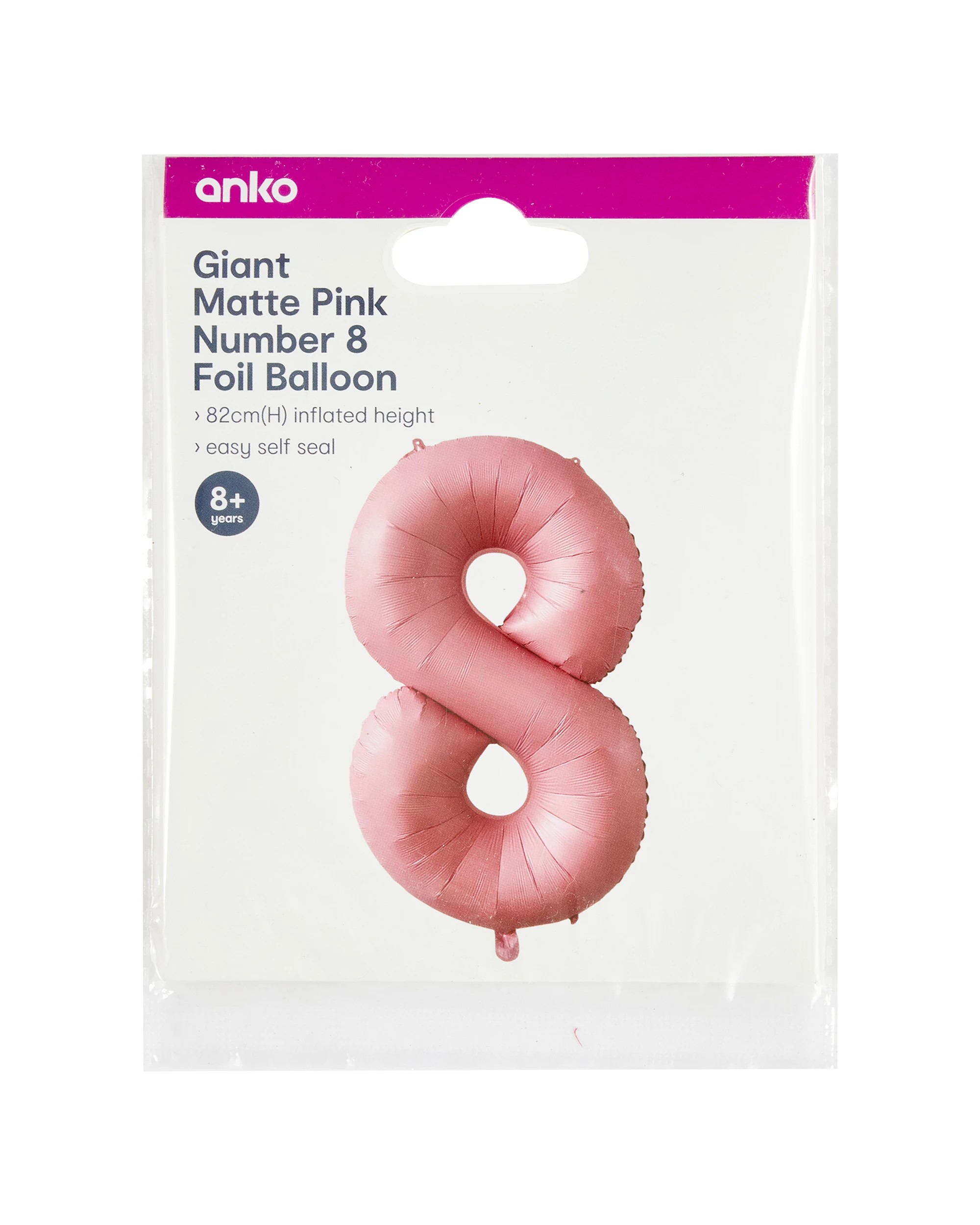 5 Giant Matte Pink Number 8 Foil Balloon, 5 of 5
