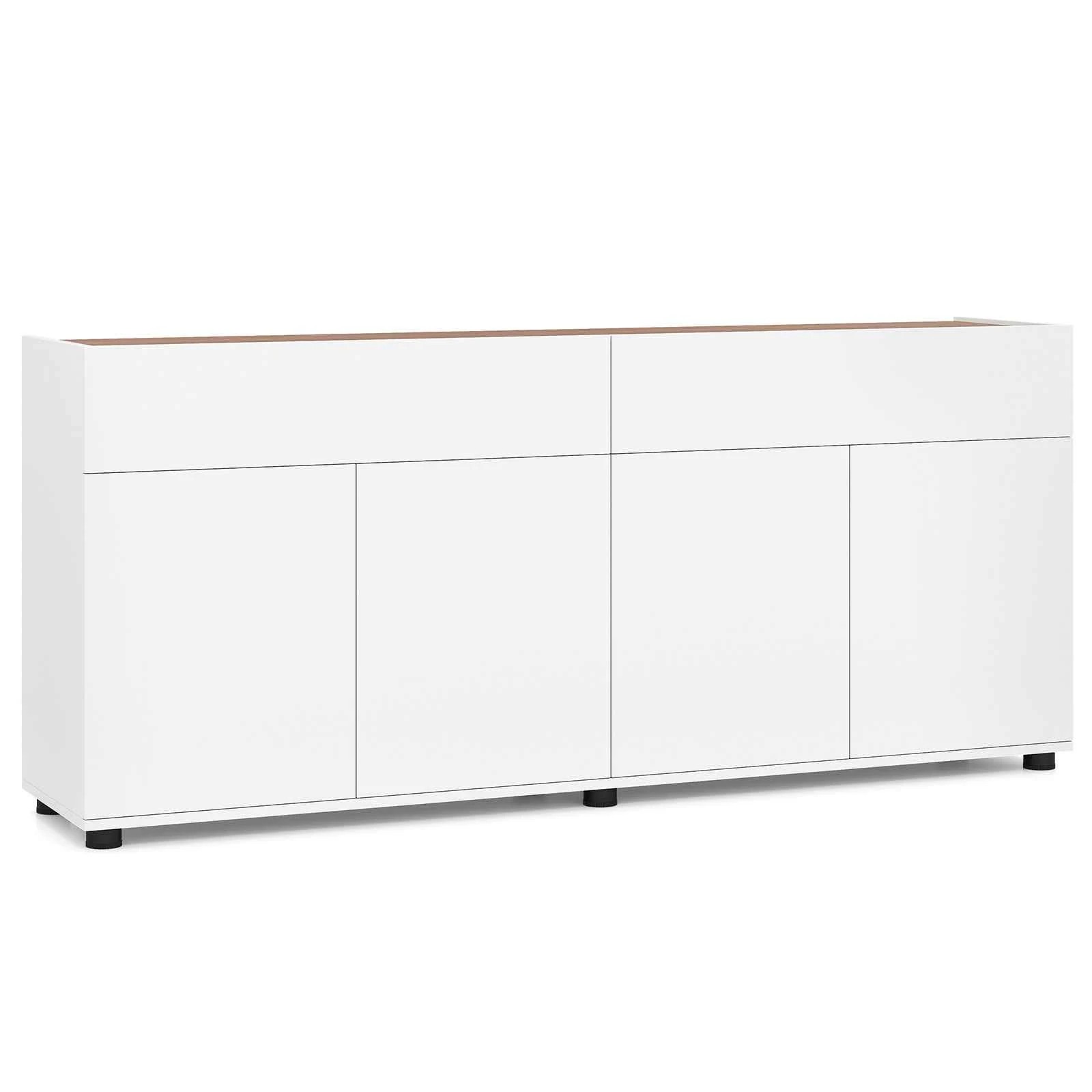 1 Costway 160cm Sideboard Buffet Cabinet Storage Wooden Coffee Bar 70"TV Stand - White, 1 of 3