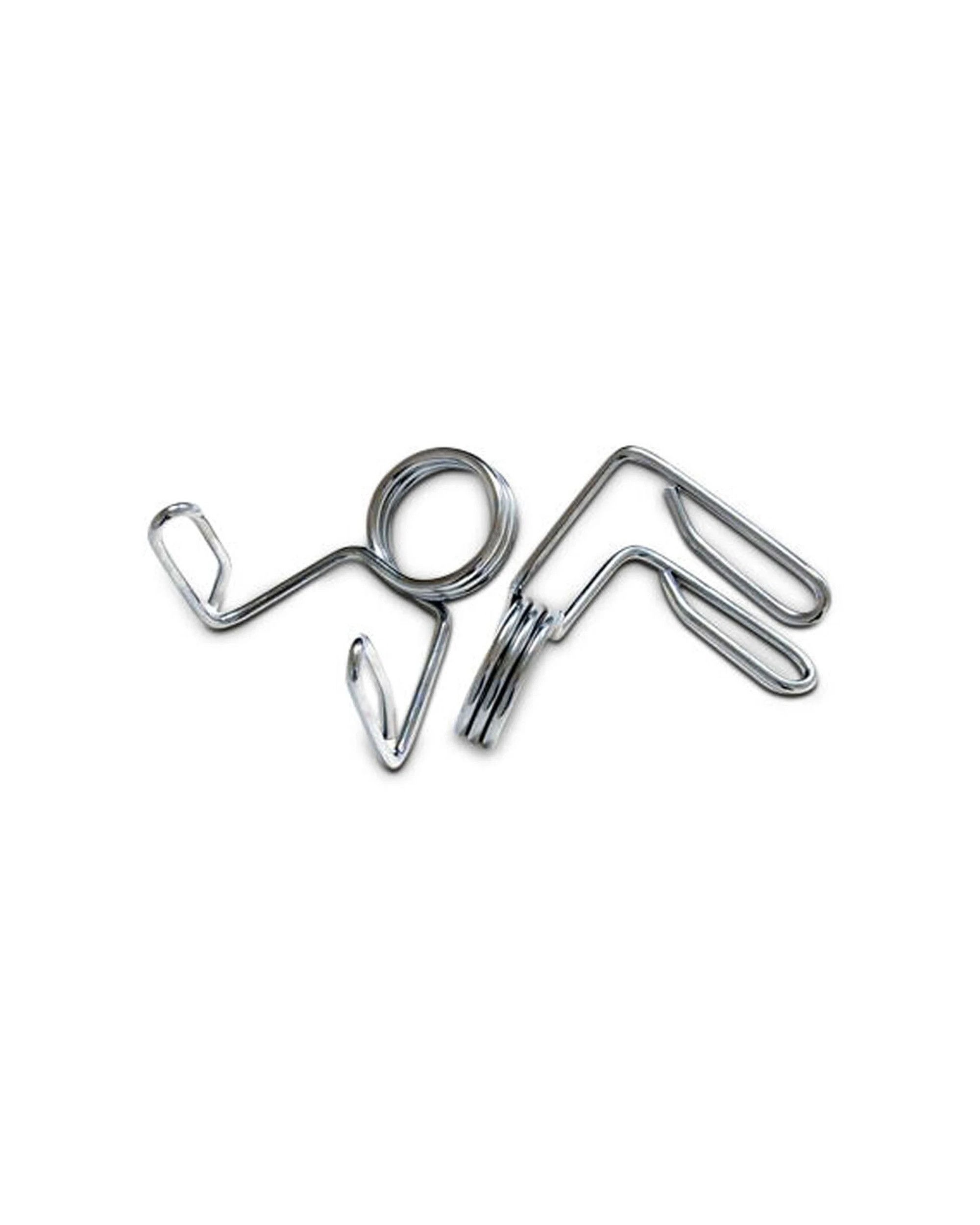 2 BODYWORX Olympic Spring Collars Pair For 50mm Bar Barbell Weightlifting - Silver, 2 of 2