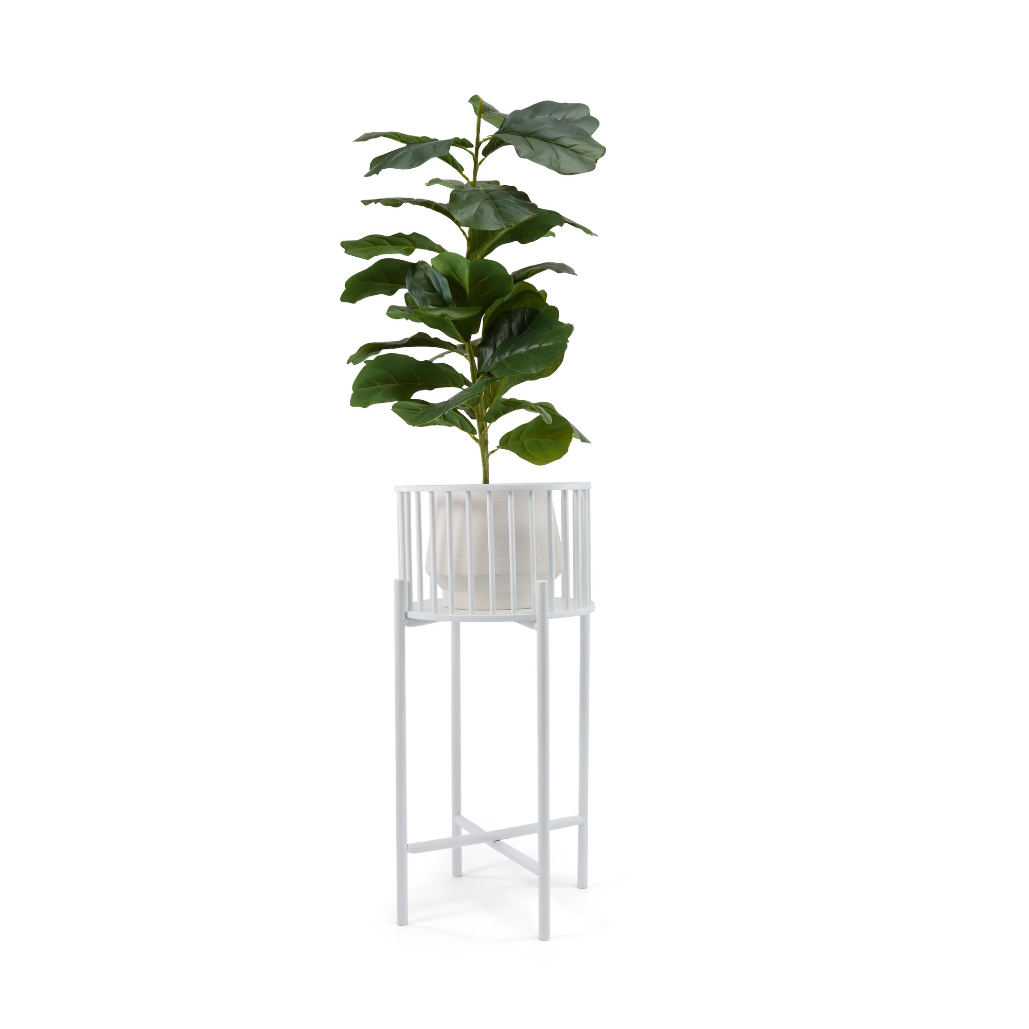 1 White Slatted Pot Holder, 1 of 7