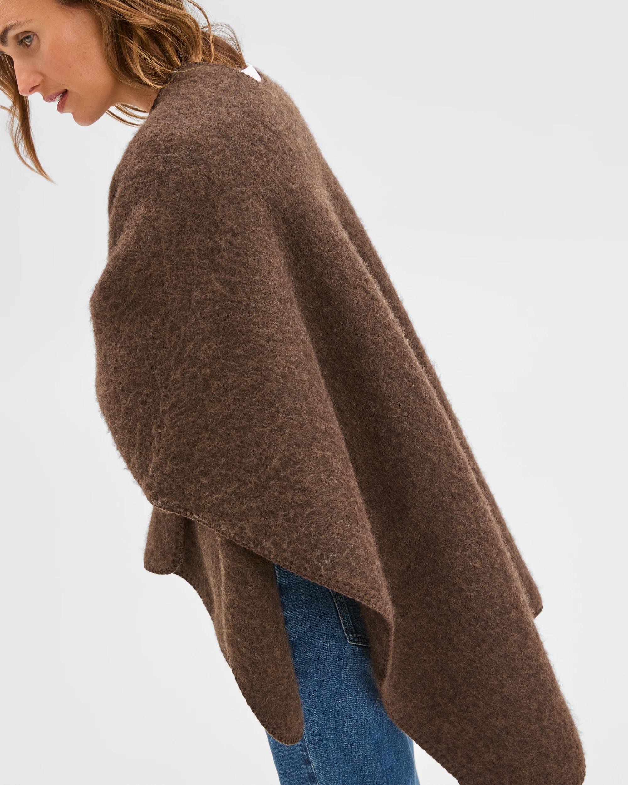 7 Target Accessories Brushed Blanket Stitch Poncho BITTER CHOCOLATE, 7 of 7