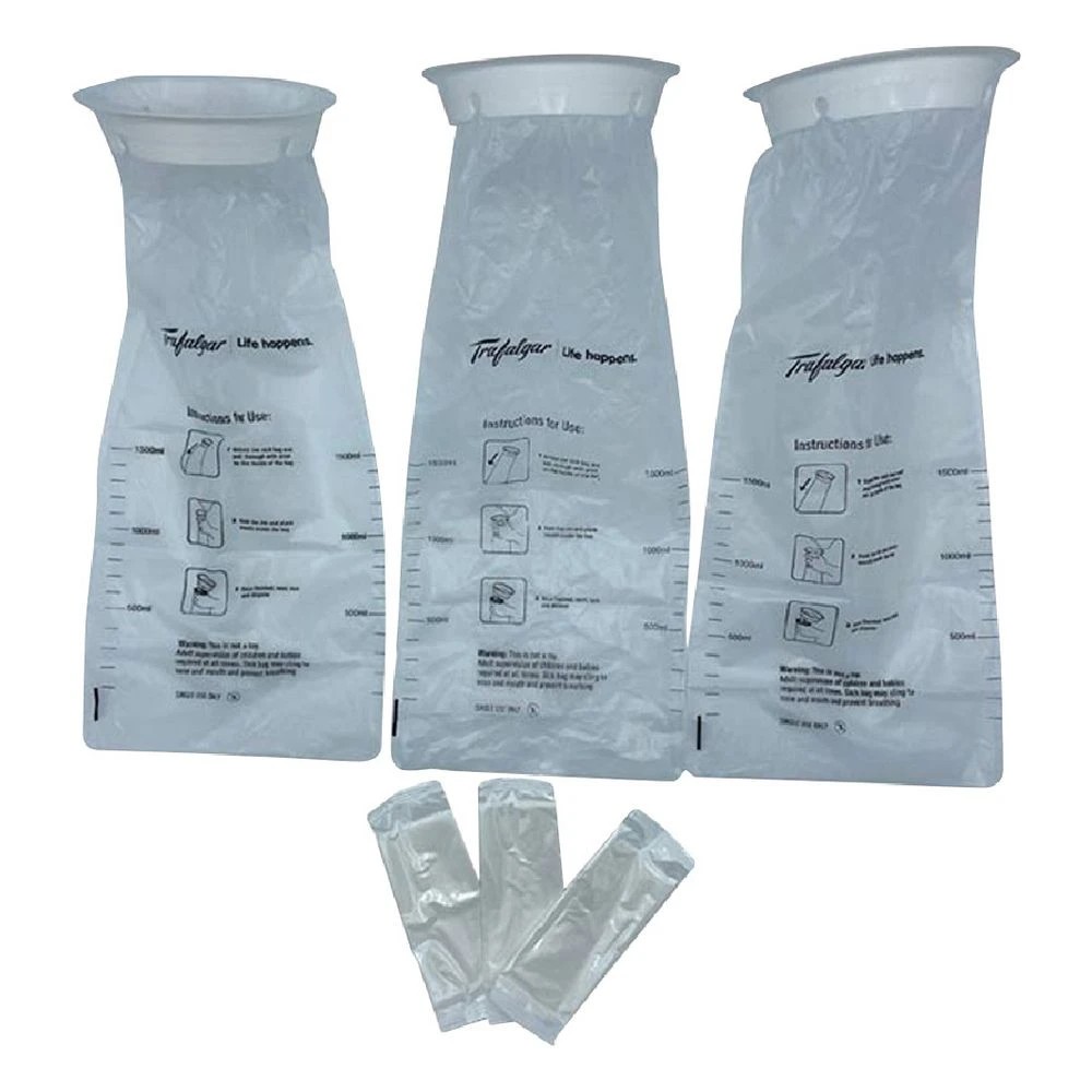 5 Trafalgar Sick Bags with Wipes 1500ml 3 Pack, 5 of 7