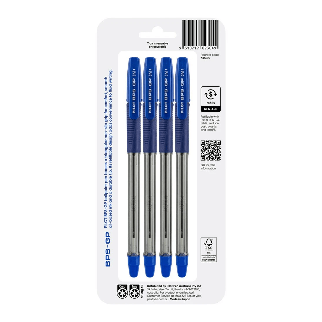2 PILOT BPSGP Ballpoint Pen Medium 1mm Blue 4 Pack, 2 of 8