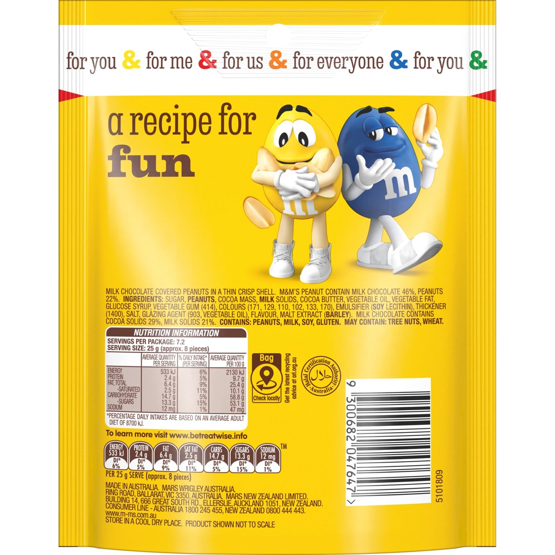 2 M&M's Peanut Milk Chocolate Snack and Share Bag 180g, 2 of 7