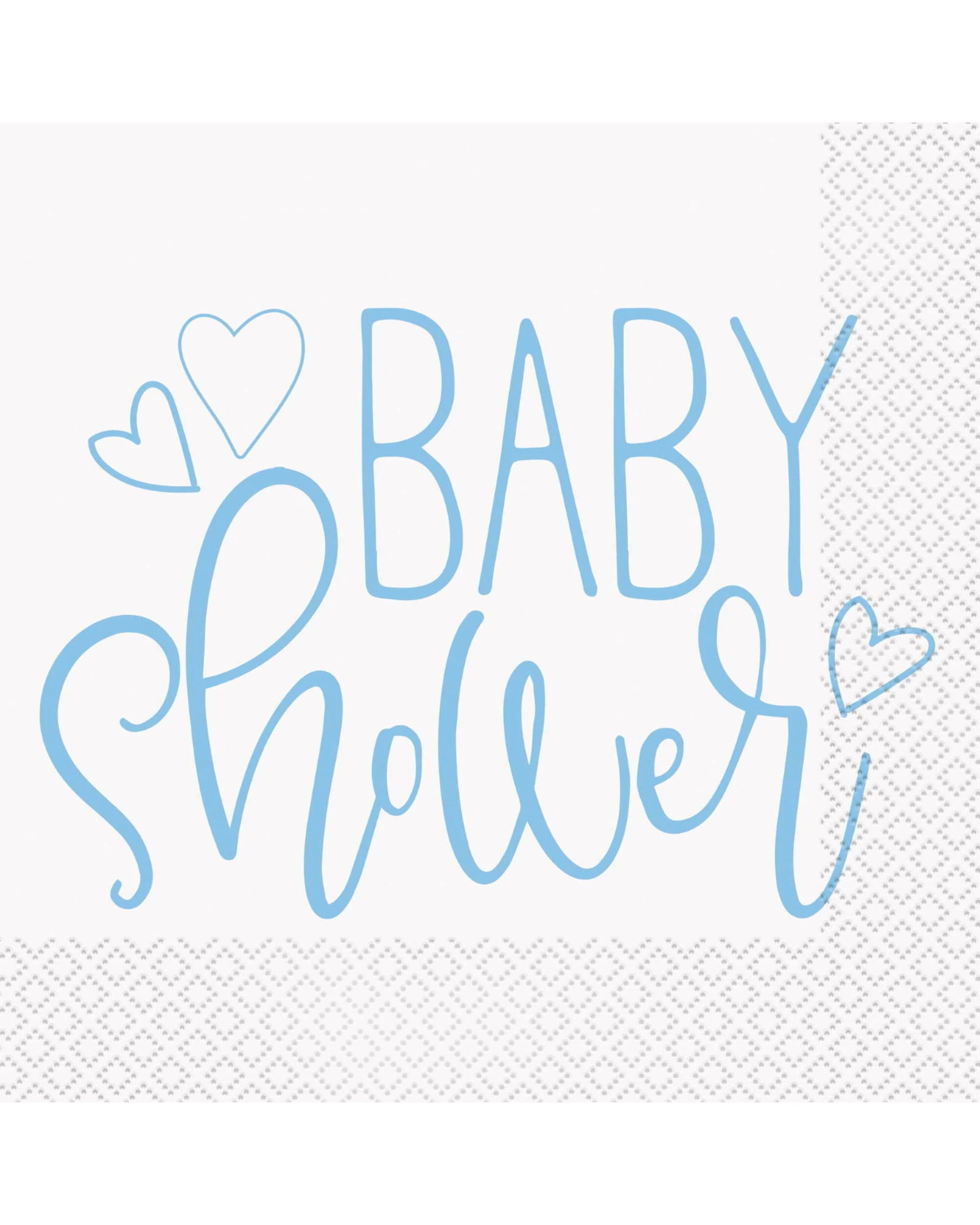 1 Unique Blue Hearts Baby Shower Large Napkins Serviettes Pack of 16 - Blue, 1 of 1