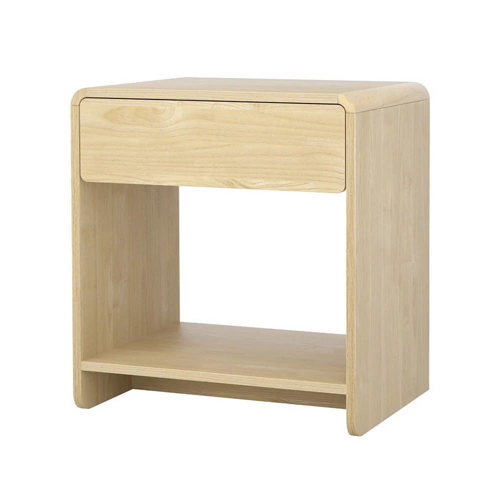 1 Artiss Bedside Table Drawer Open Shelf - Natural, 1 of 6