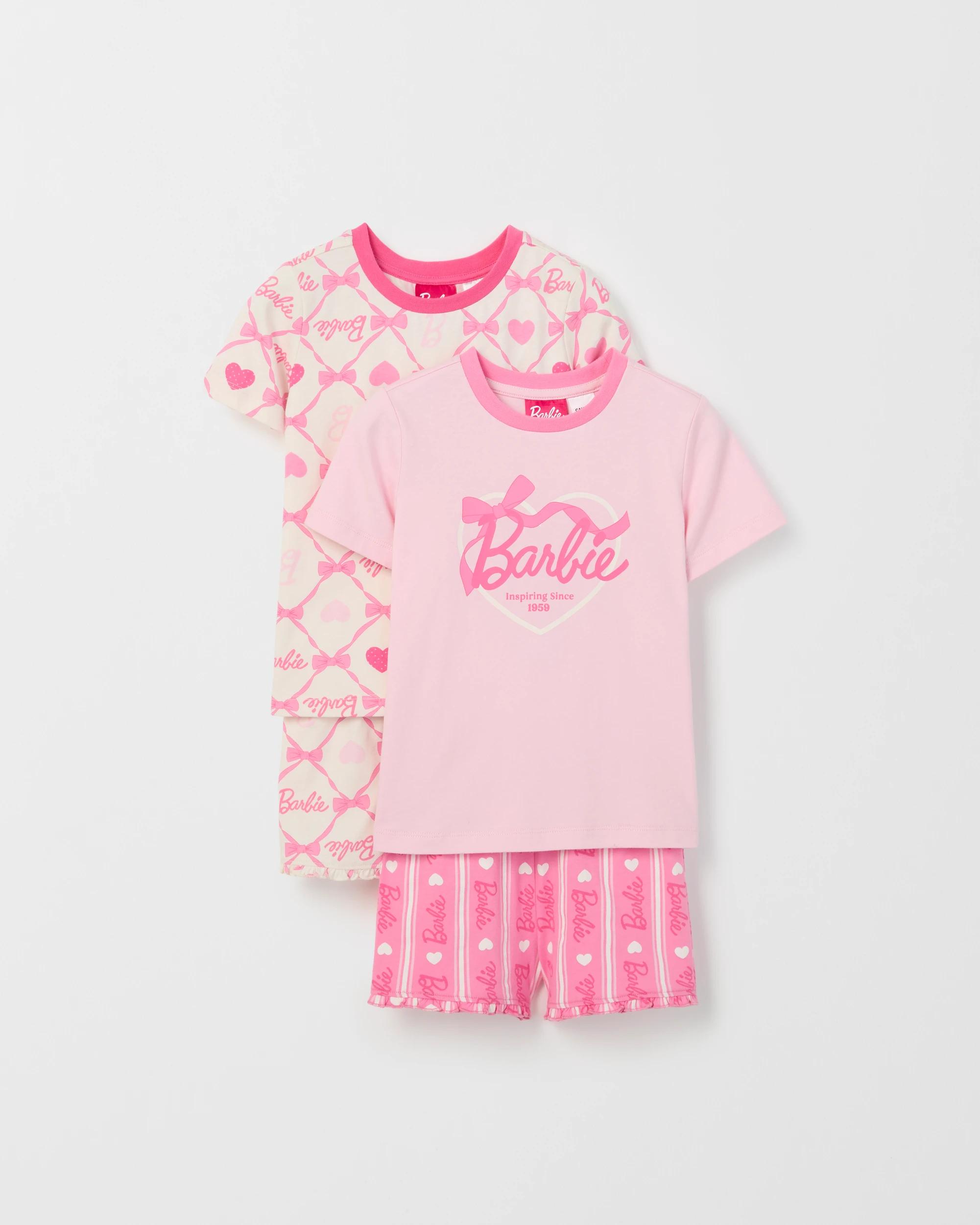 1 Barbie Australian Cotton Jersey 2 Pack Younger Girls Pyjama Set BARBIE PINK, 1 of 5