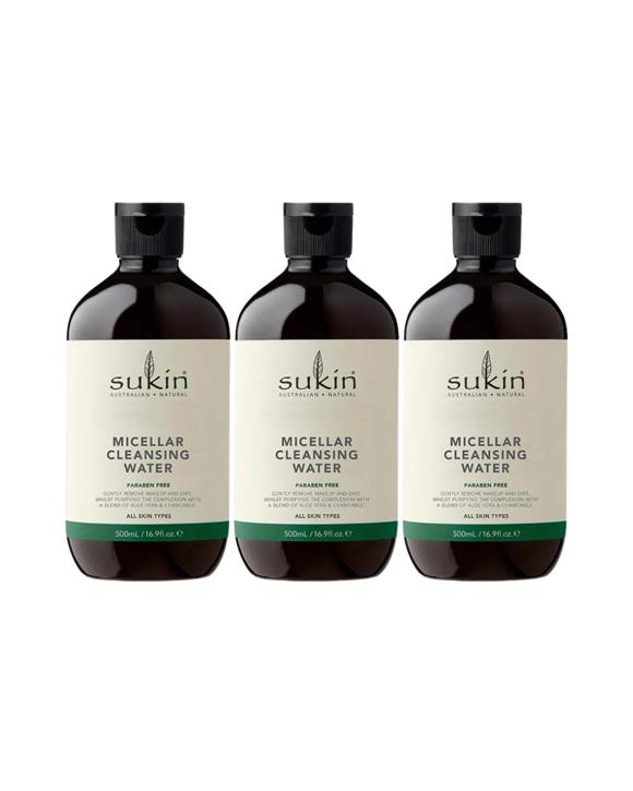 3 x Sukin Micellar Cleansing Water 500mL