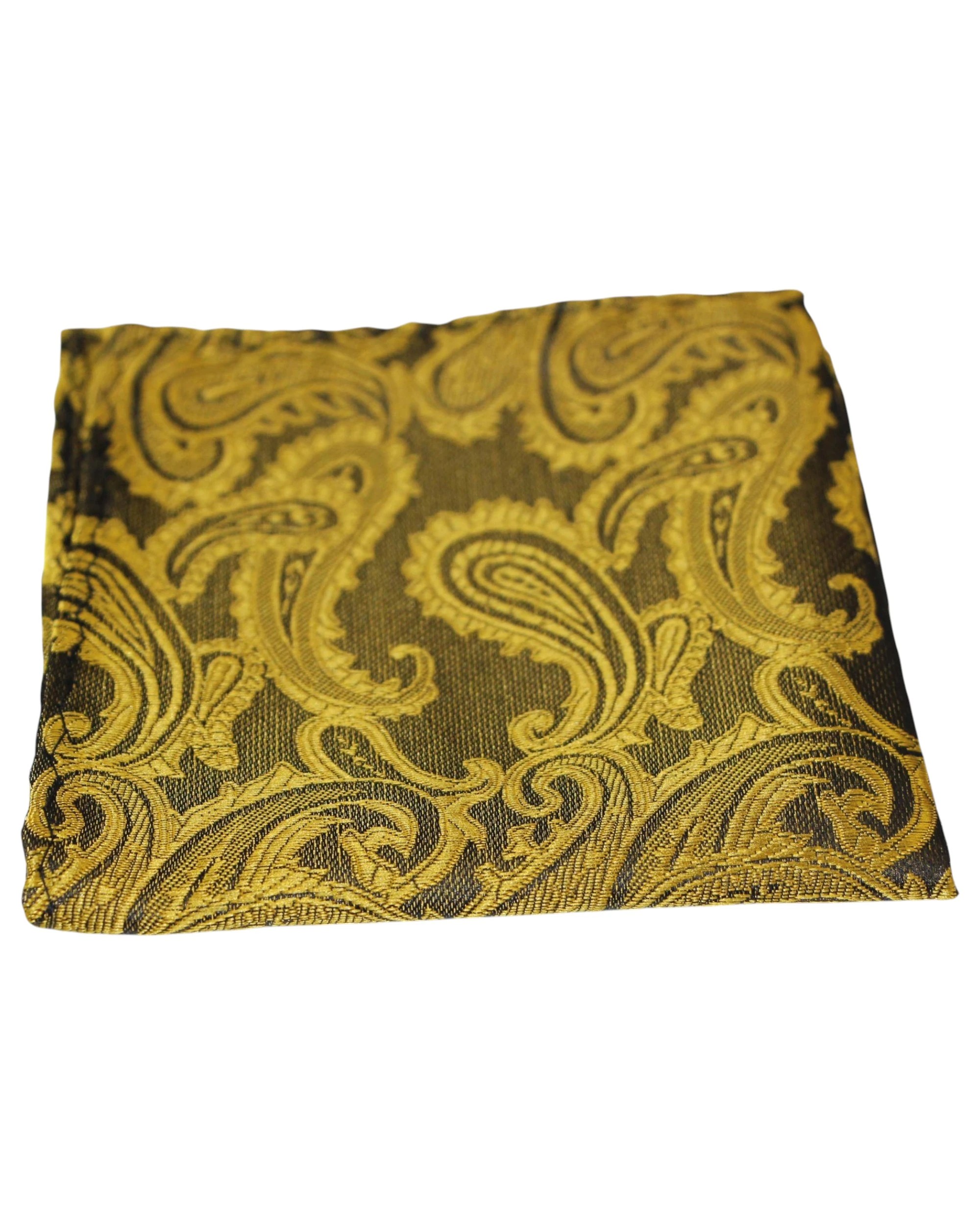 1 Zasel Mens Mustard & Black Paisley Pocket Square - Multi, 1 of 3