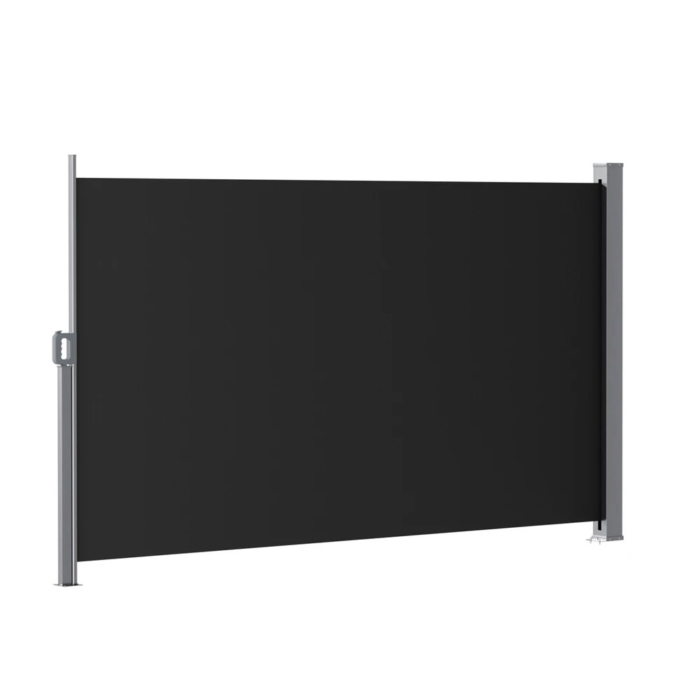 1 Instahut Side Awning Sun Shade Outdoor Retractable Privacy Screen 1.8X3M - Black, 1 of 8