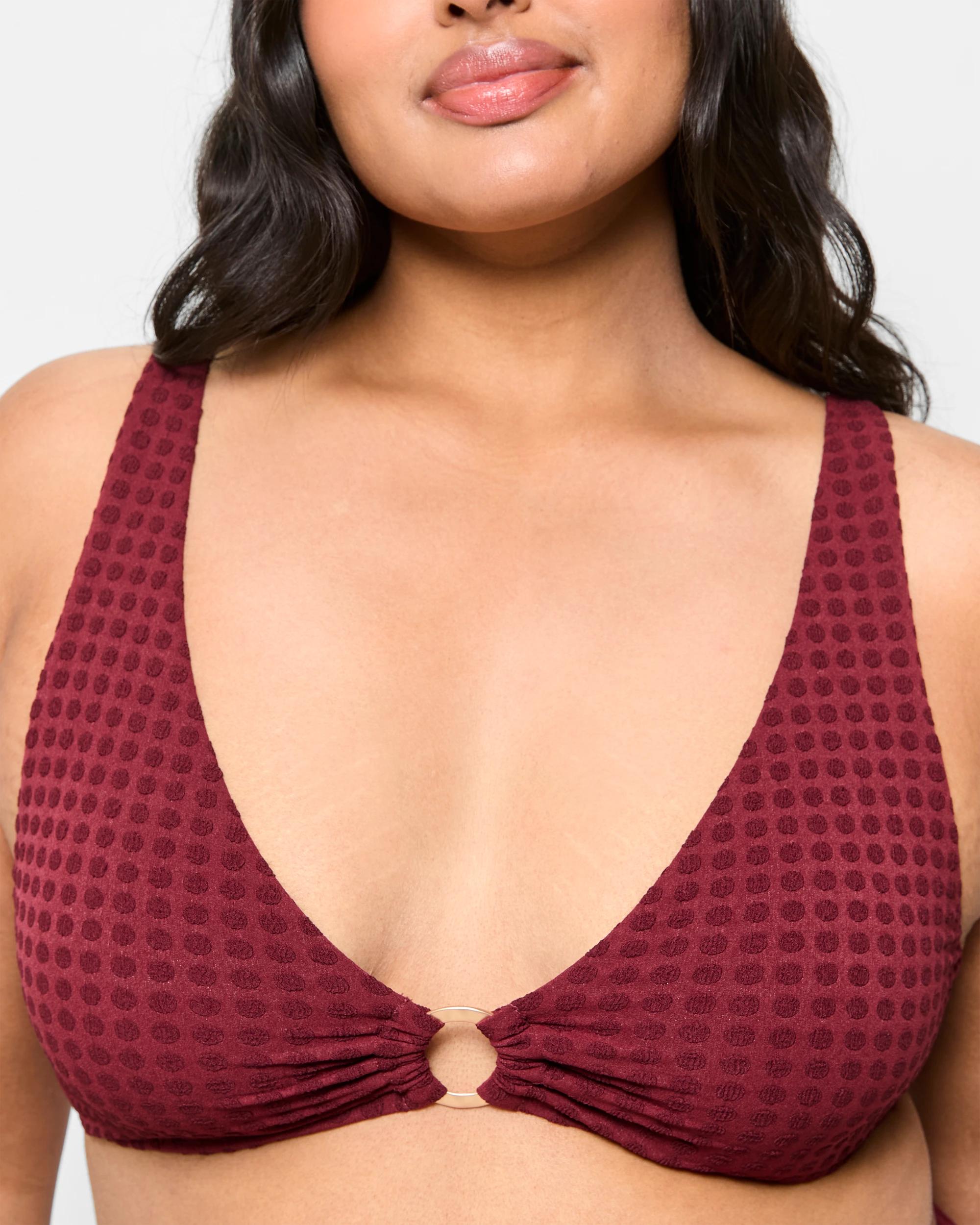 8 Target Plunge V-neck Ring Bikini Top MERLOT, 8 of 8
