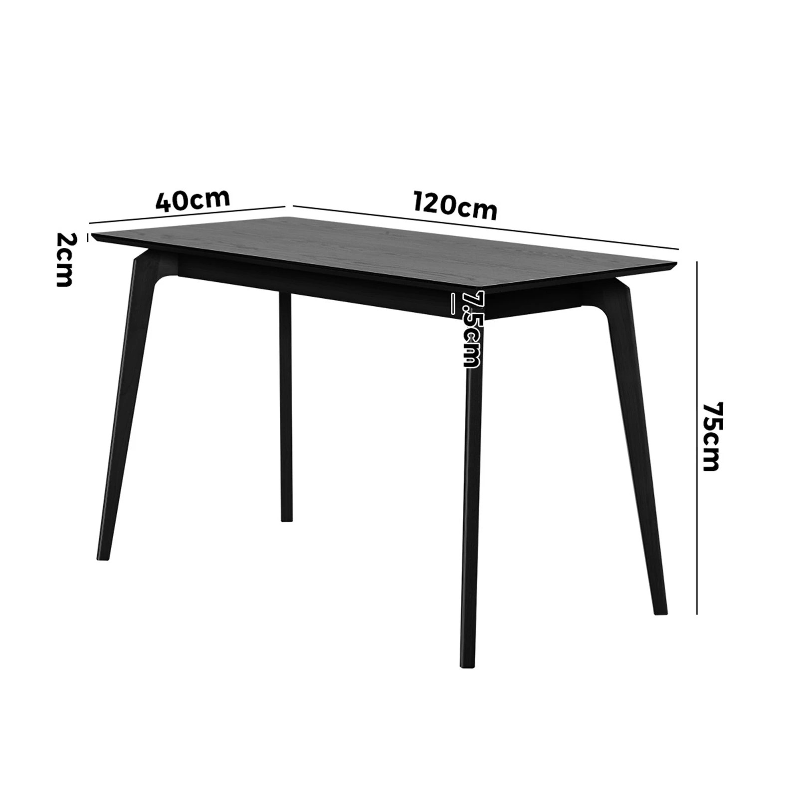 2 Oikiture Wooden Dining Table 120cm Rectangular 4 Seater Pinewood Legs - Black, 2 of 9