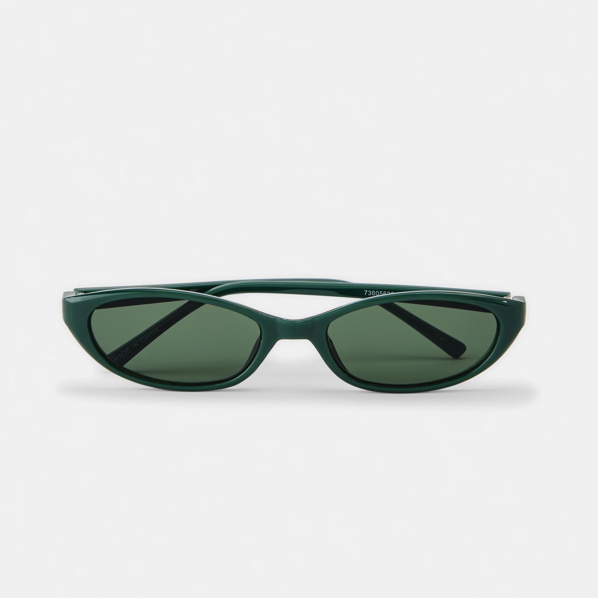 1 Thin Cat Eye Sunglasses Green1, 1 of 6