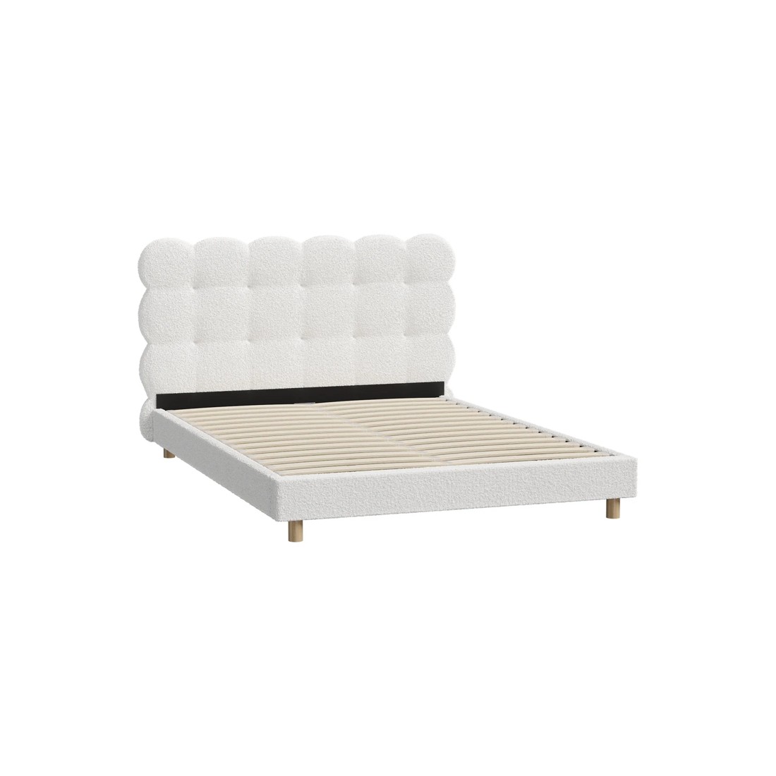 6 Oikiture Double Bed Tufted Bedhead Boucle Bed Frame
 - White, 6 of 10