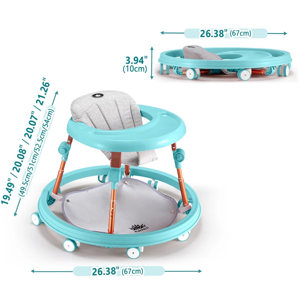 2 Playpals 3-IN-1 Baby Walker Adjustable Stroller Activity Kids Ride On Toy - Green, 2 of 3