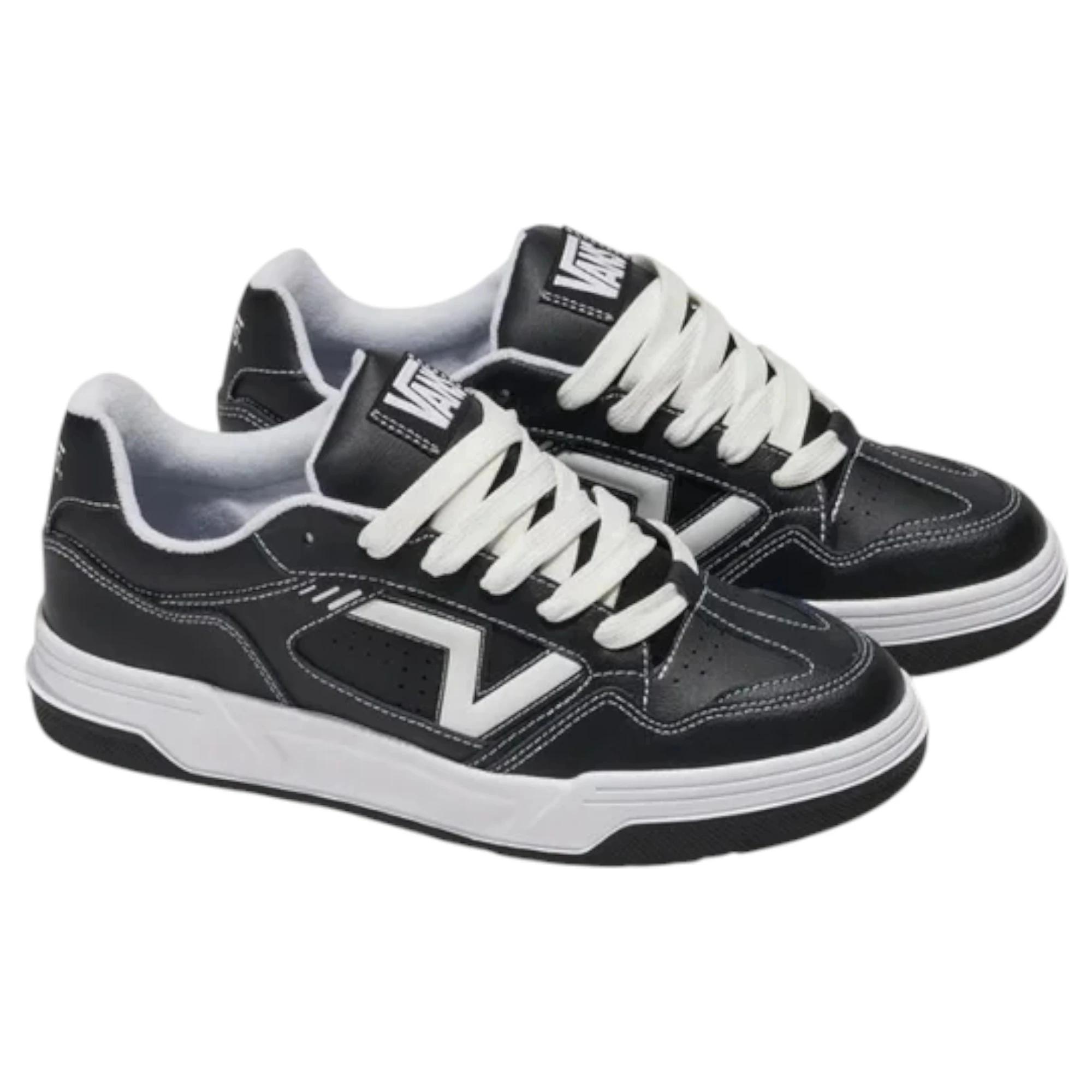 4 Vans Mens Upland Black/ White Lace Up Casual Shoes BLACK/WHITE, 4 of 5
