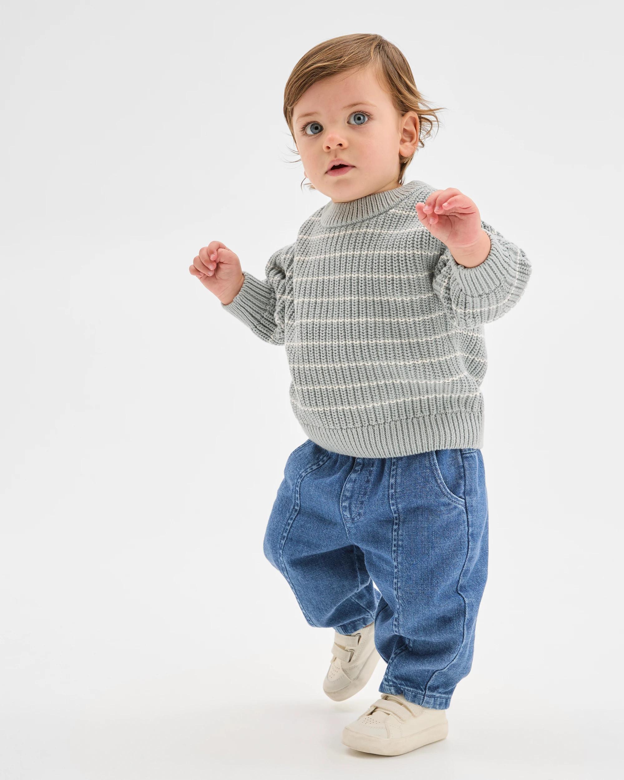1 Target Baby Baby Organic Cotton Chunky Rib Knit Jumper STRIPE TEAL, 1 of 4