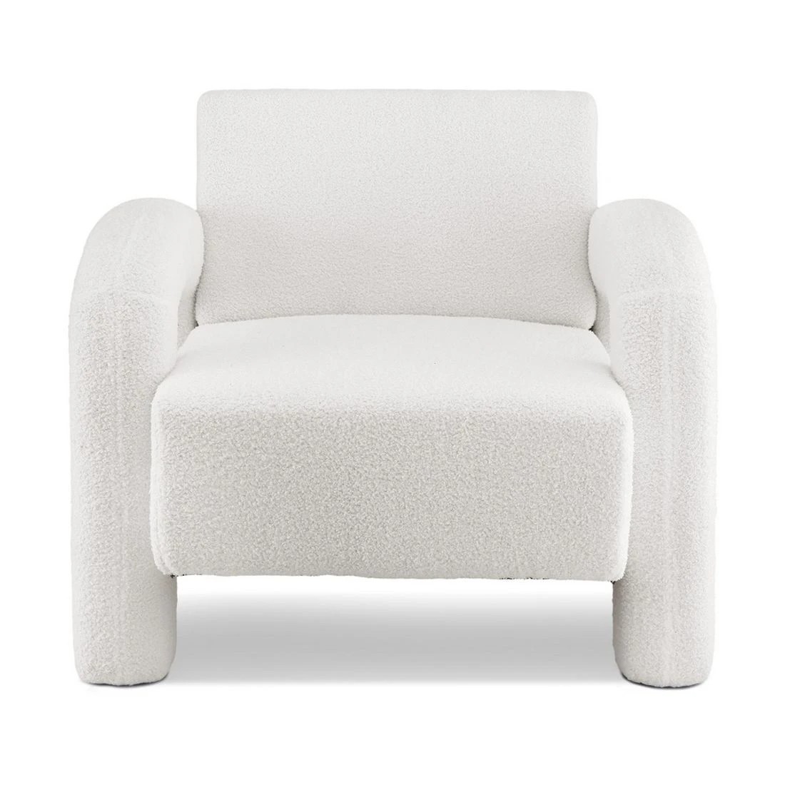 3 Artiss Armchair Accent Chair Lounge Sofa Couch Curved Seat Boucle - White, 3 of 6