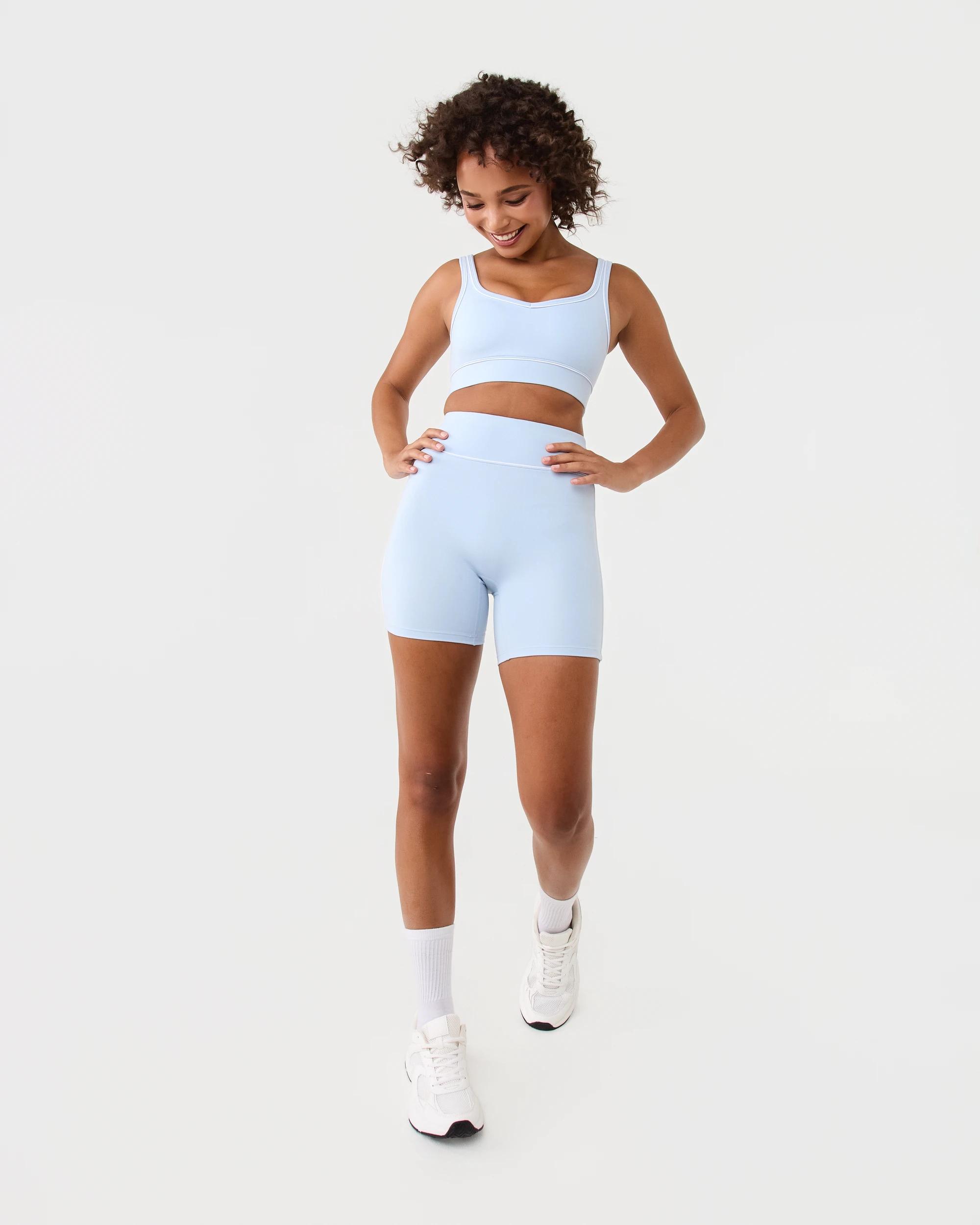 2 Active Womens Contrast Bike Shorts Seashell, 2 of 7