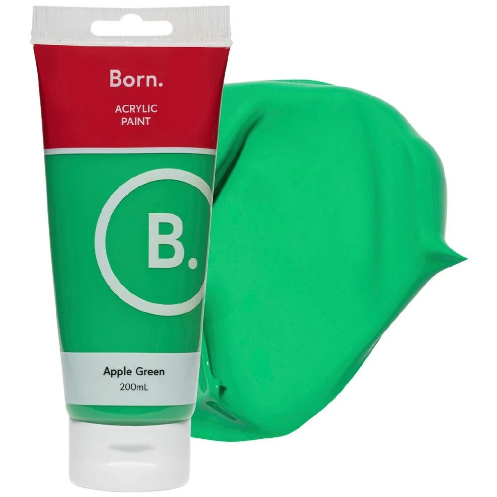 1 Born Acrylic Paint 200mL Apple Green, 1 of 3