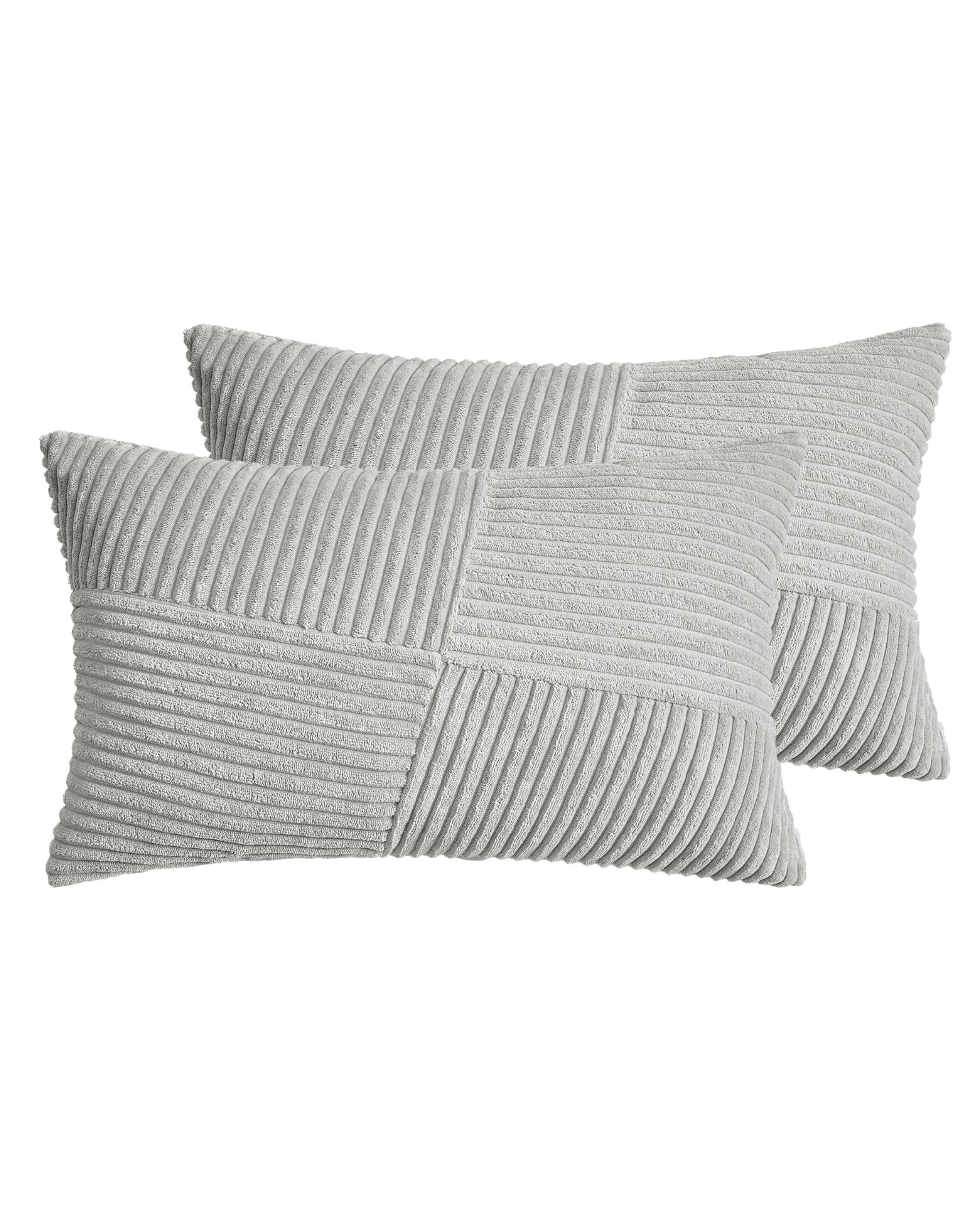1 Gioia Casa 2-Pack Corduroy Cushion Covers Windmill Pattern 30x50cm - Light Grey, 1 of 1
