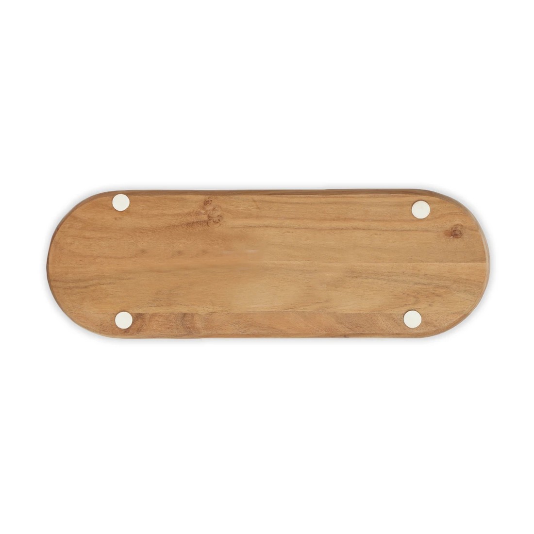 6 White Enamel and Acacia Wood Oval Platter, 6 of 6