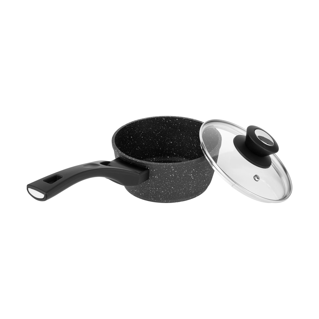 2 16cm Stone Blast Heavy Gauge Saucepan - Black, 2 of 6