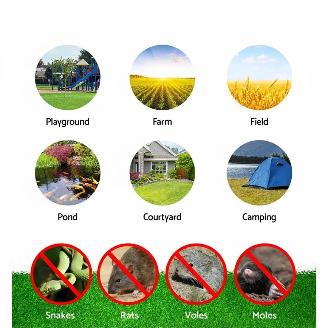 6 Gardeon Snake Repeller 10X Multi Pulse Ultrasonic Battery Powered Pest Repellent - Green, 6 of 6