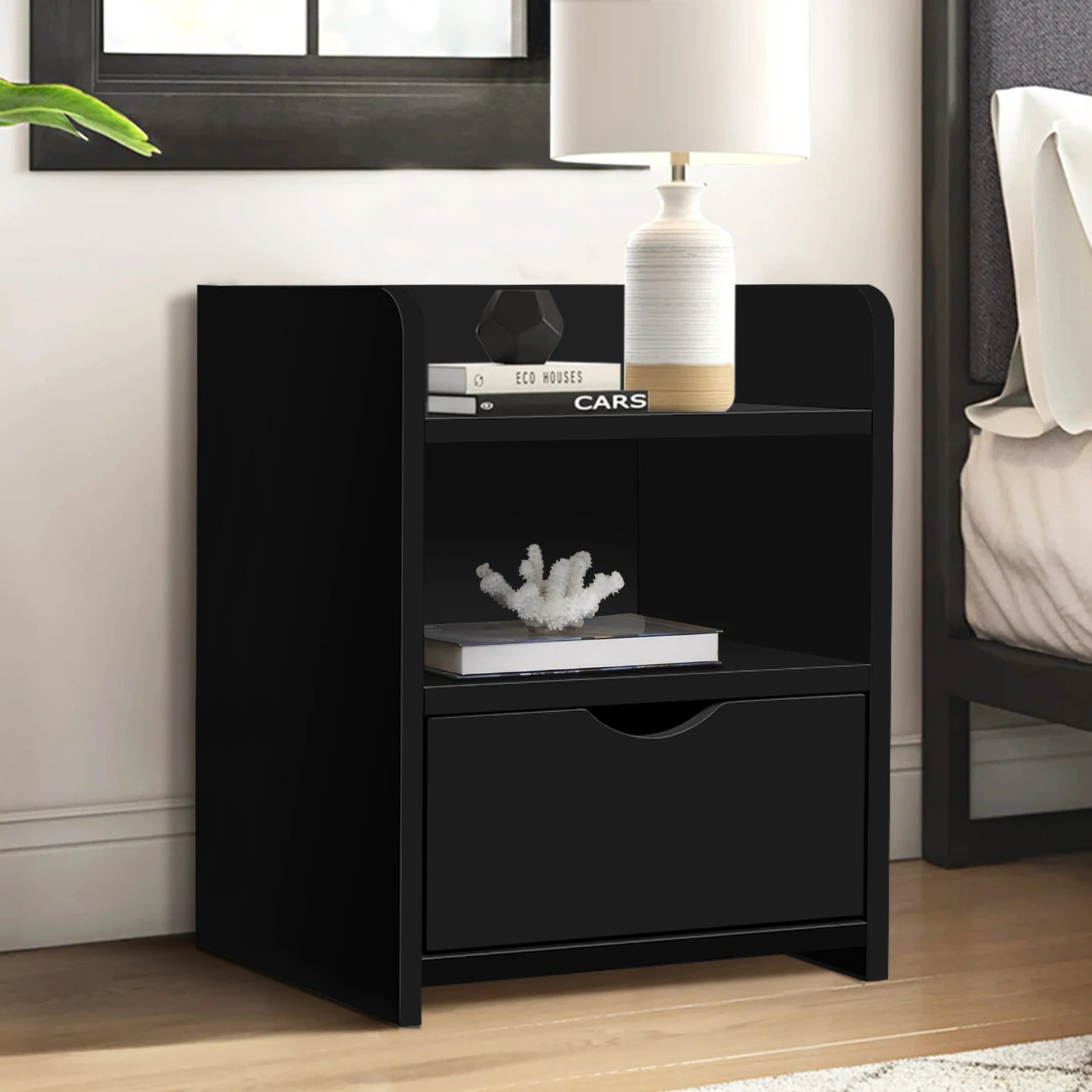 2 Alfordson 2x Bedside Table Nightstand Storage Cabinet Side End Drawers - Black, 2 of 6