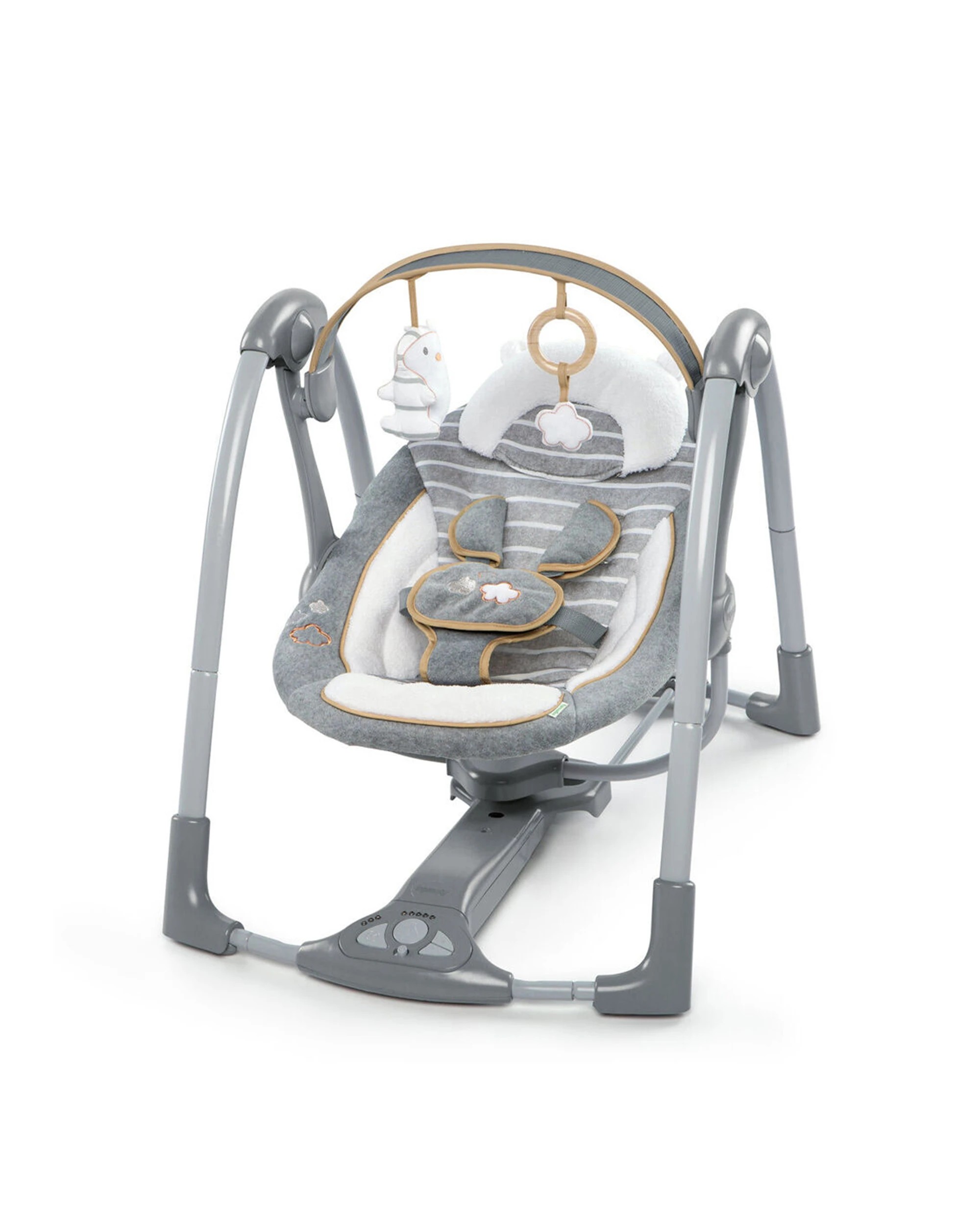 1 Ingenuity Boutique Collection Deluxe Swing N Go Portable Baby Swing 0-9m - Grey, 1 of 6