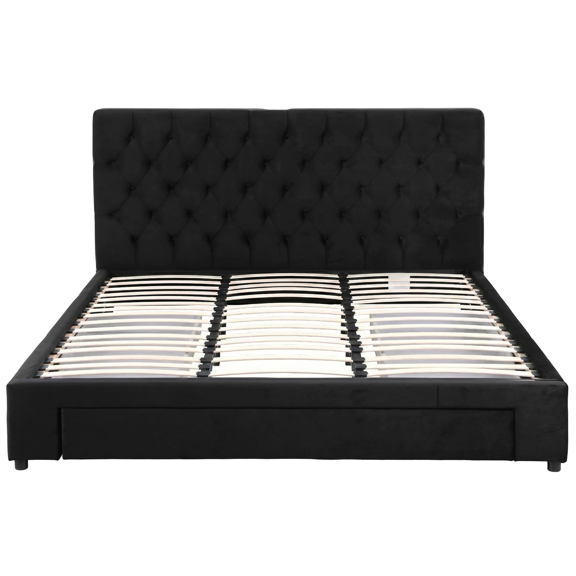 2 Artiss King Bed Frame Storage Charging Station Upholste 3 Drawers USB - Black, 2 of 7