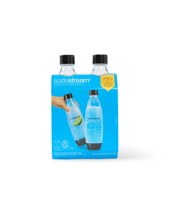 2 Pack 1L Sodastream Black Fuse Bottles