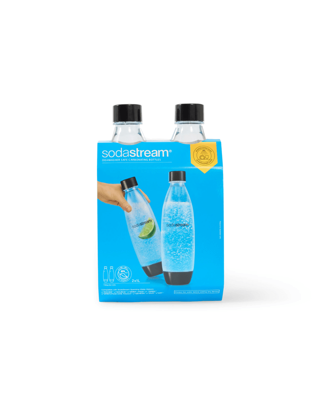2 Pack 1L Sodastream Black Fuse Bot