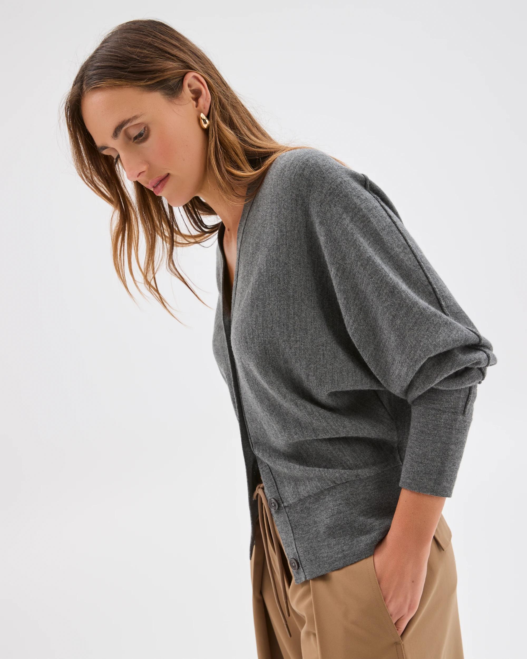 4 Preview Australian Merino Wool Batwing Cardigan CHARCOAL, 4 of 10