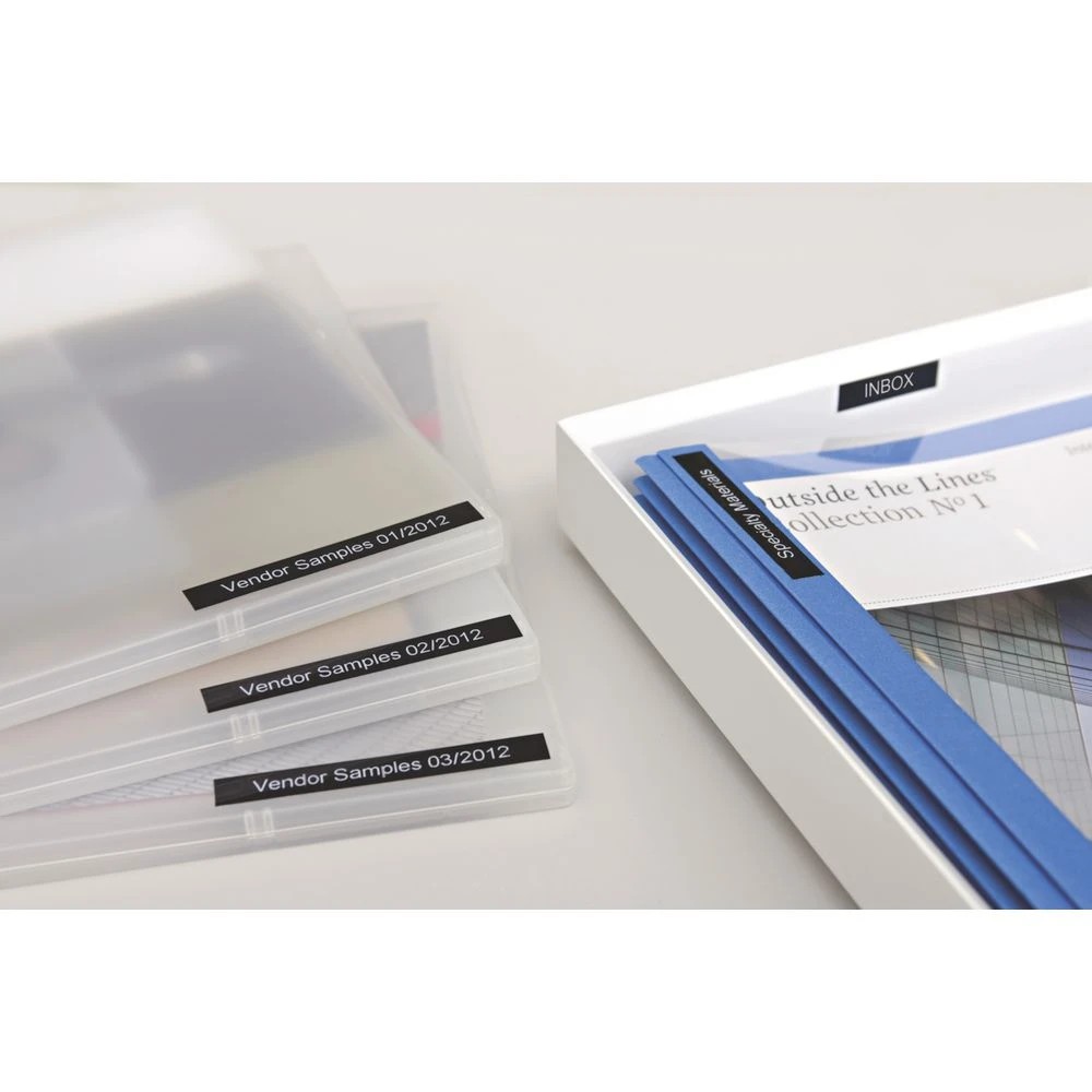 4 DYMO D1 Label Tape 12mm x 7m White on Black, 4 of 6