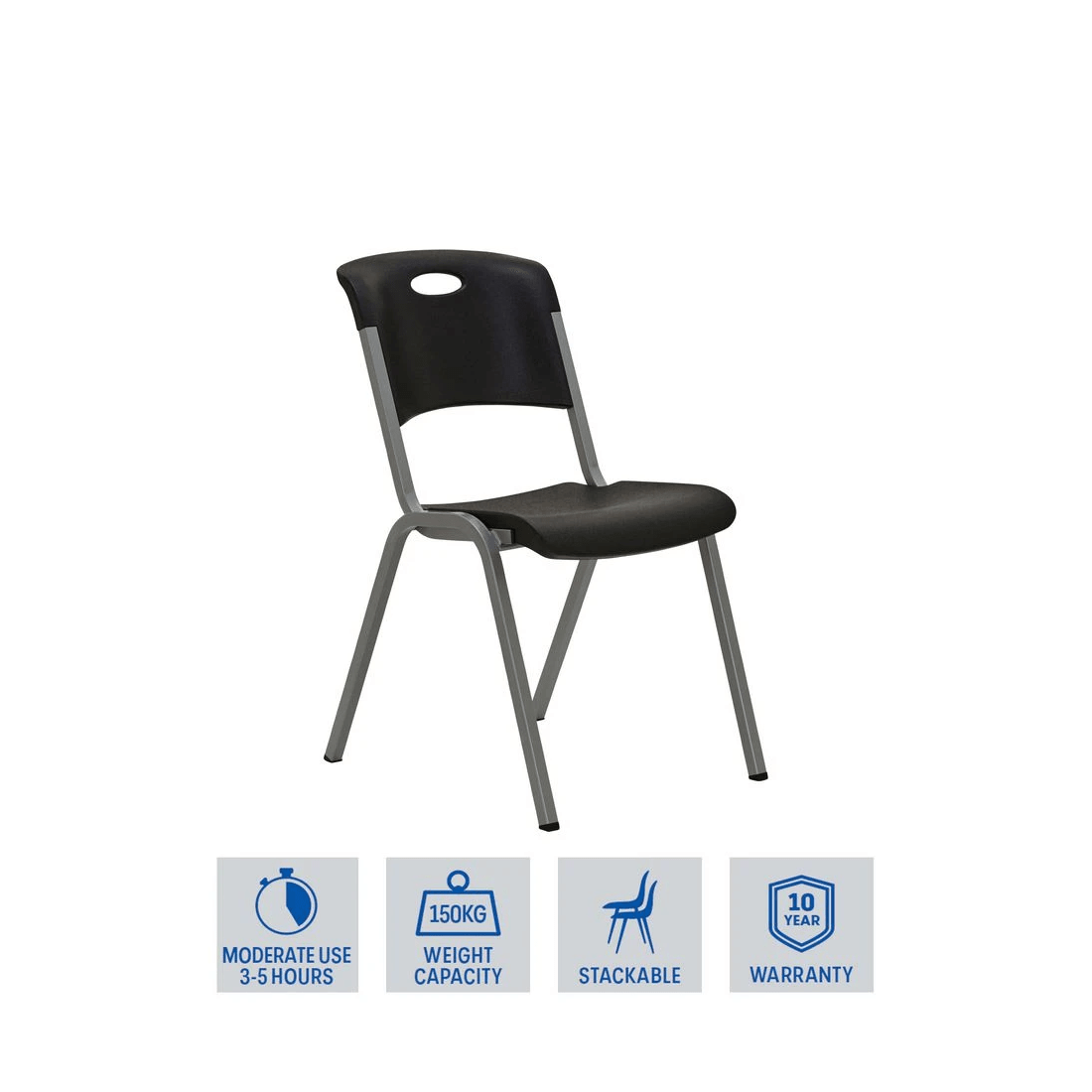 2 Lifetime Stacking Chair Black, 2 of 10