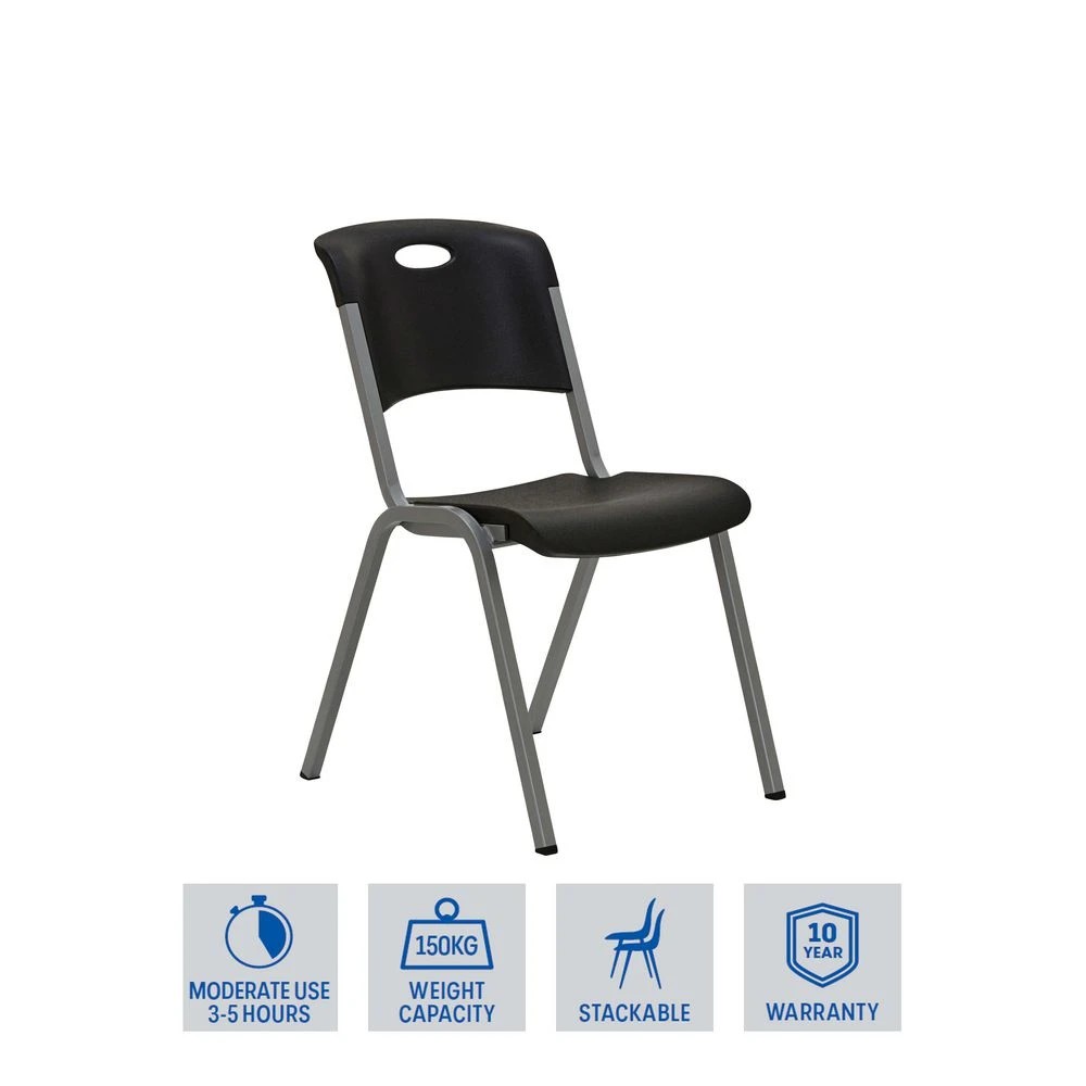 2 Lifetime Stacking Chair Black Visitor Chairs and Stools, 2 of 10