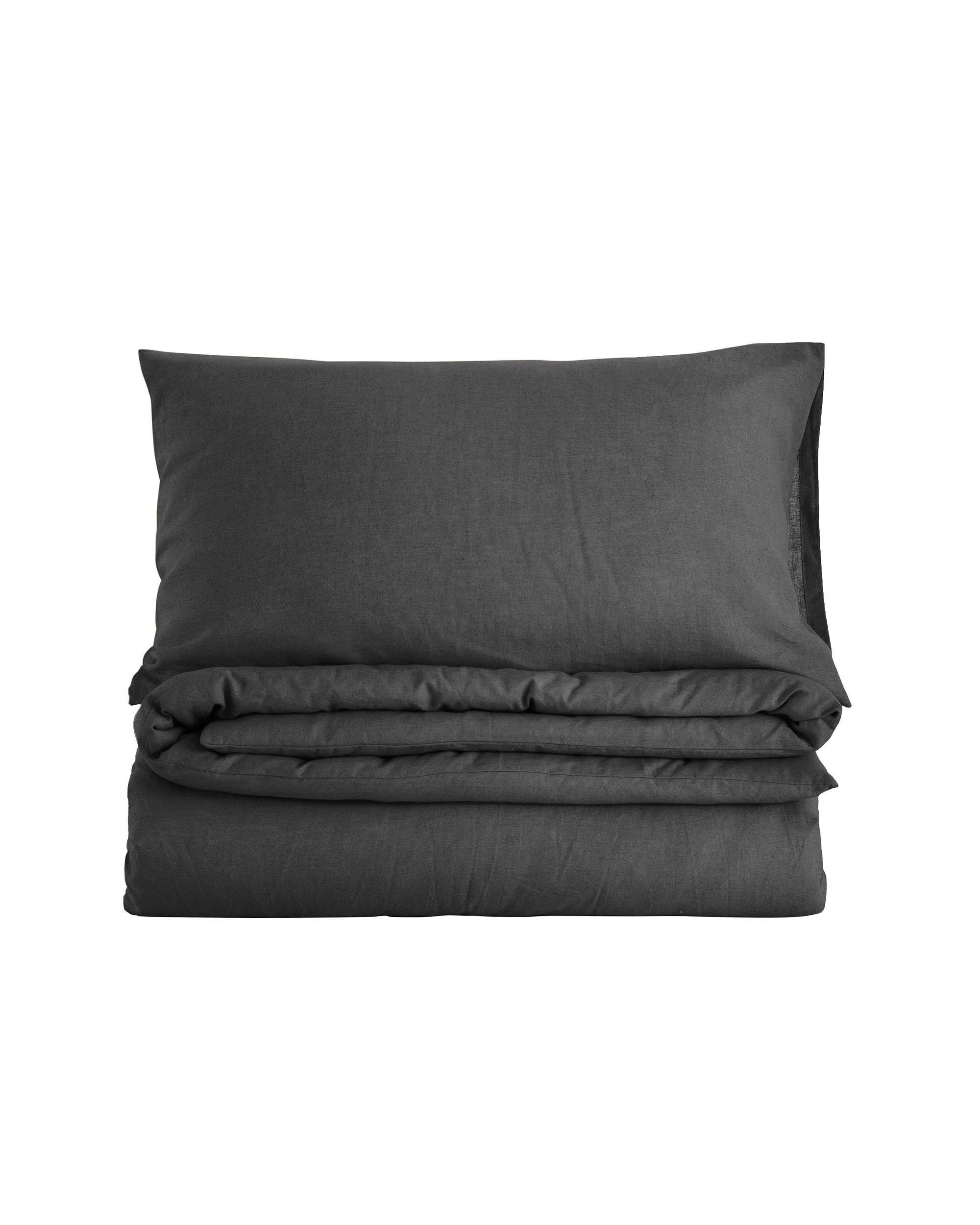 7 Dreamaker Linen Cotton Quilt Cover Set - Single Bed - Charcoal, 7 of 8