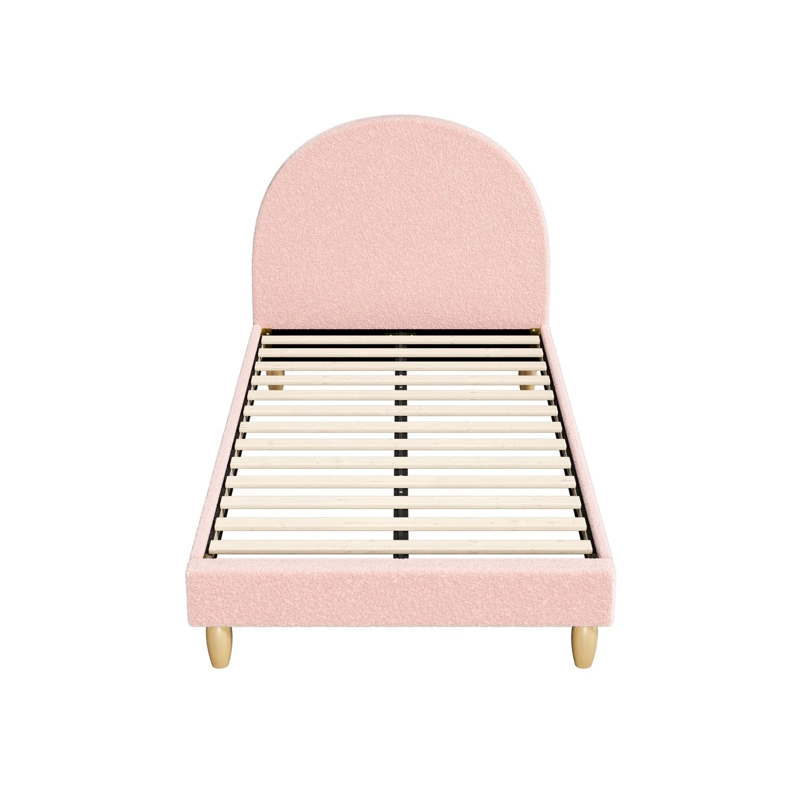5 Oikiture Bed Frame King Single Size Boucle - Pink, 5 of 7