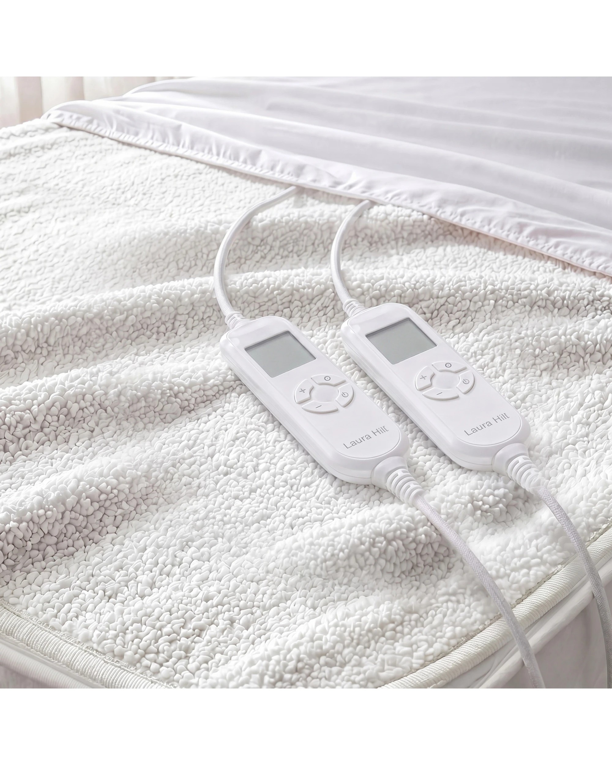 3 Laura Hill Double Electric Heated Underlay Blanket, Fleecy Fabric with Timer - Double Bed - White, 3 of 10