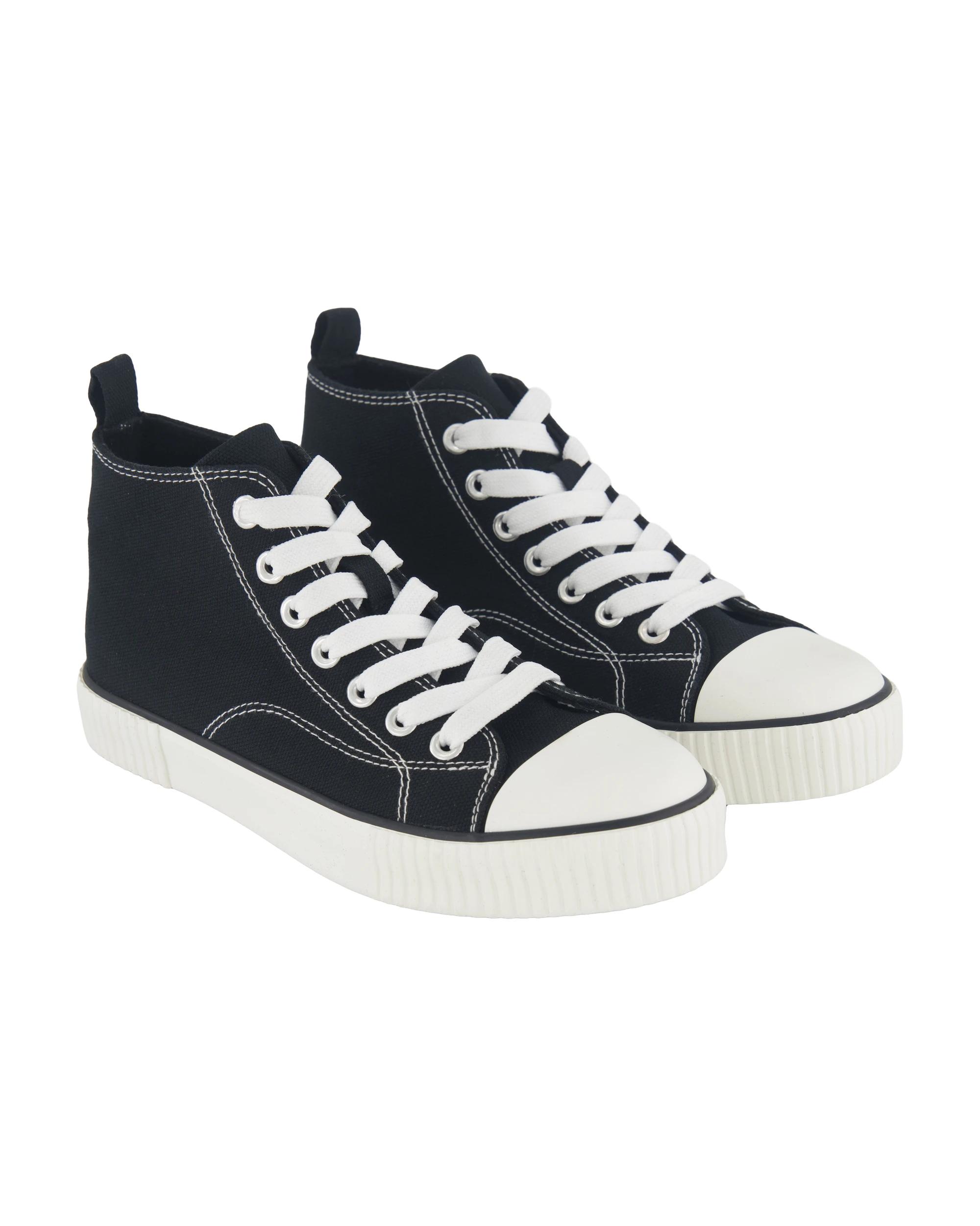 4 Senior Hi Top Canvas Shoes Black, 4 of 5