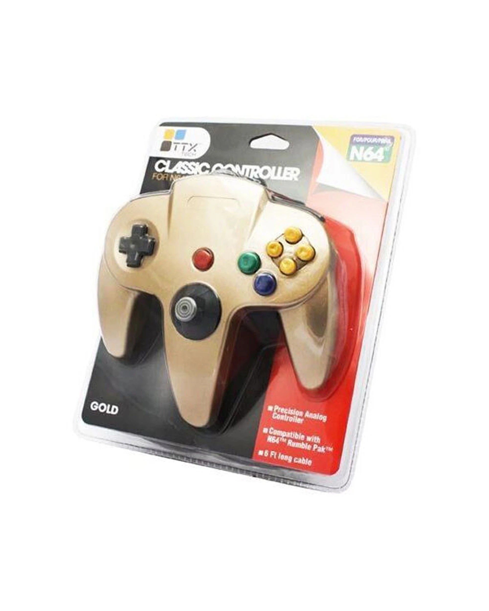 3 TTX-TECH N64 Wired Video Game Controller Replica Compatible With Rumble Pak - Beige, 3 of 3