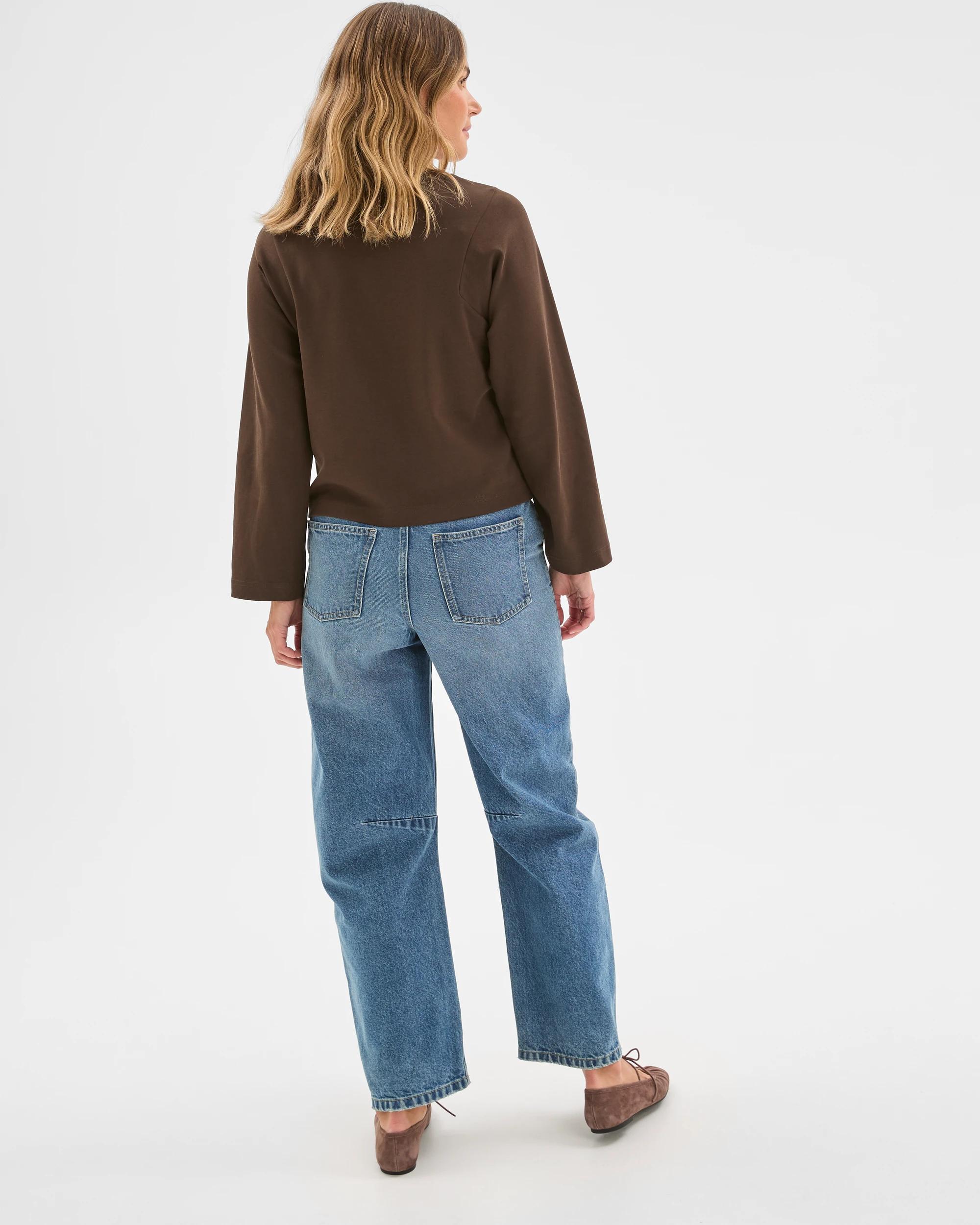 6 Target Woman Australian Cotton Long Sleeve Spliced Top COFFEE BEAN, 6 of 6
