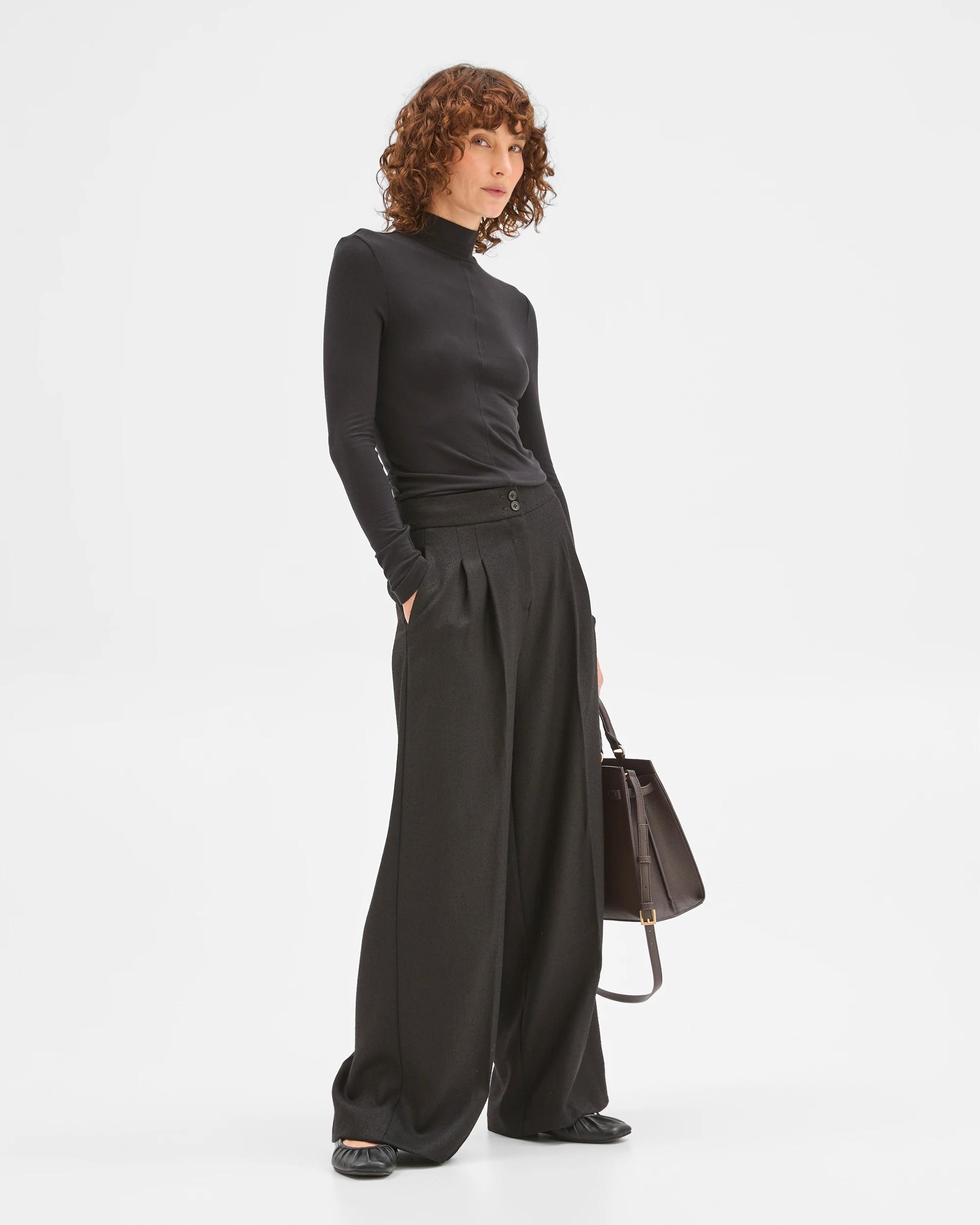 3 Preview Long Sleeve Luxe Layering Knit Skivvy Top BLACK, 3 of 9