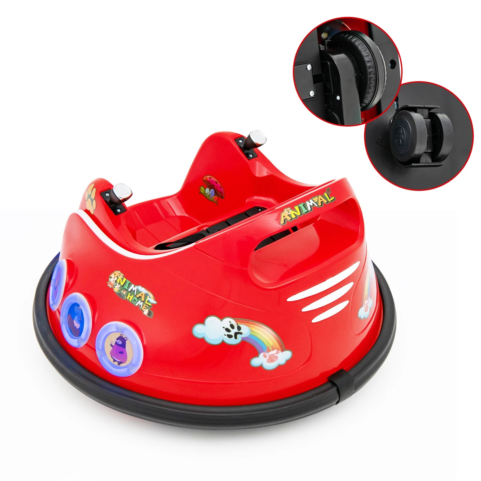 3 Costway Electric Kids Ride On Bumper Car w/Bluetooth - Red, 3 of 5