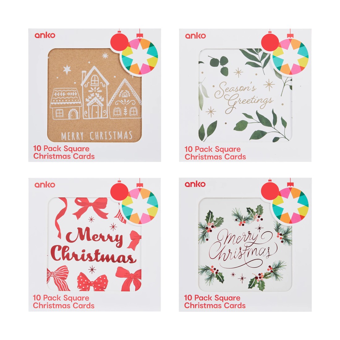 7 10 Pack Square Christmas Cards - Assorted, 7 of 8